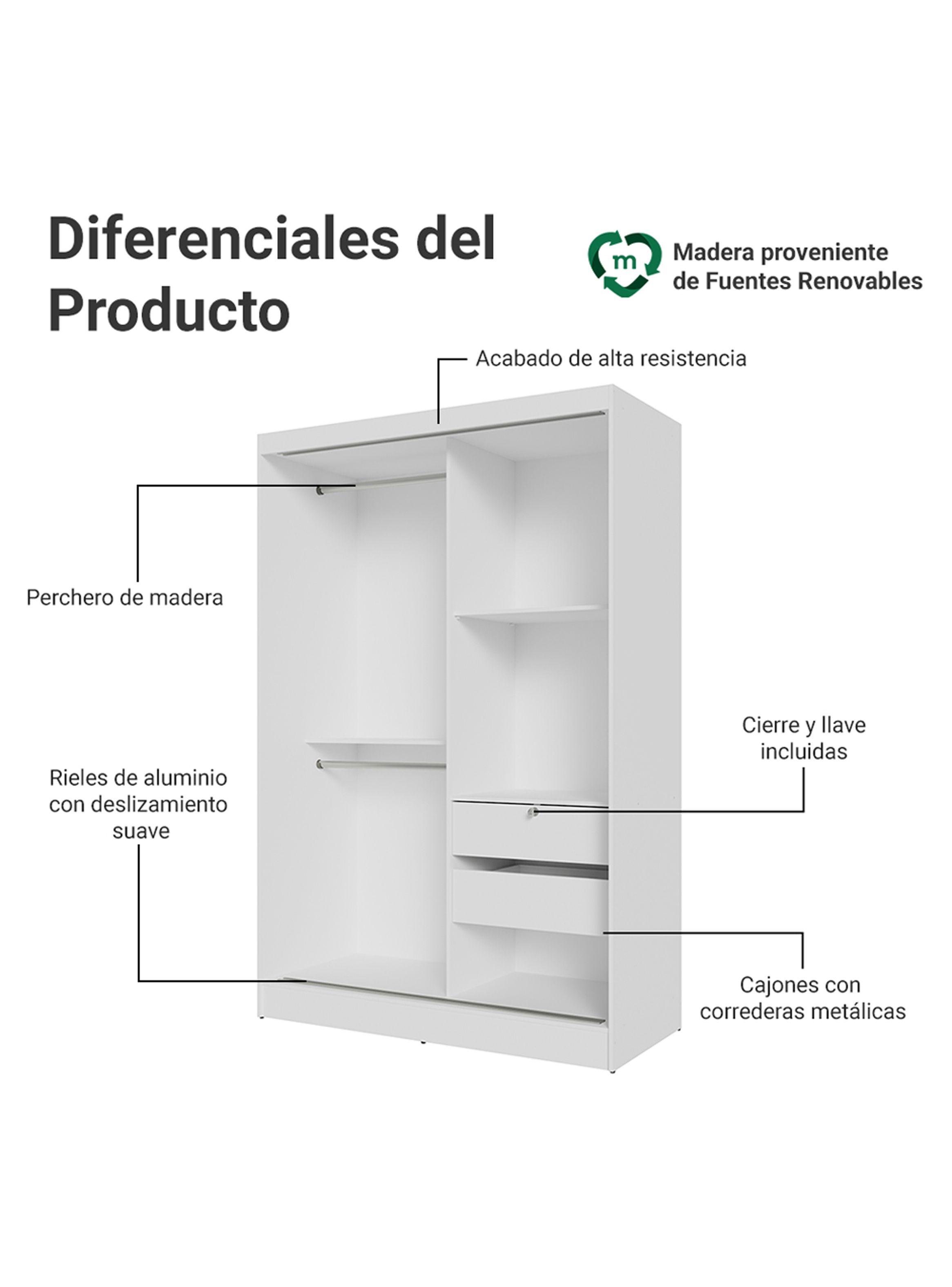 Clóset Madesa Max 2 Puertas Correderas Blanco-3