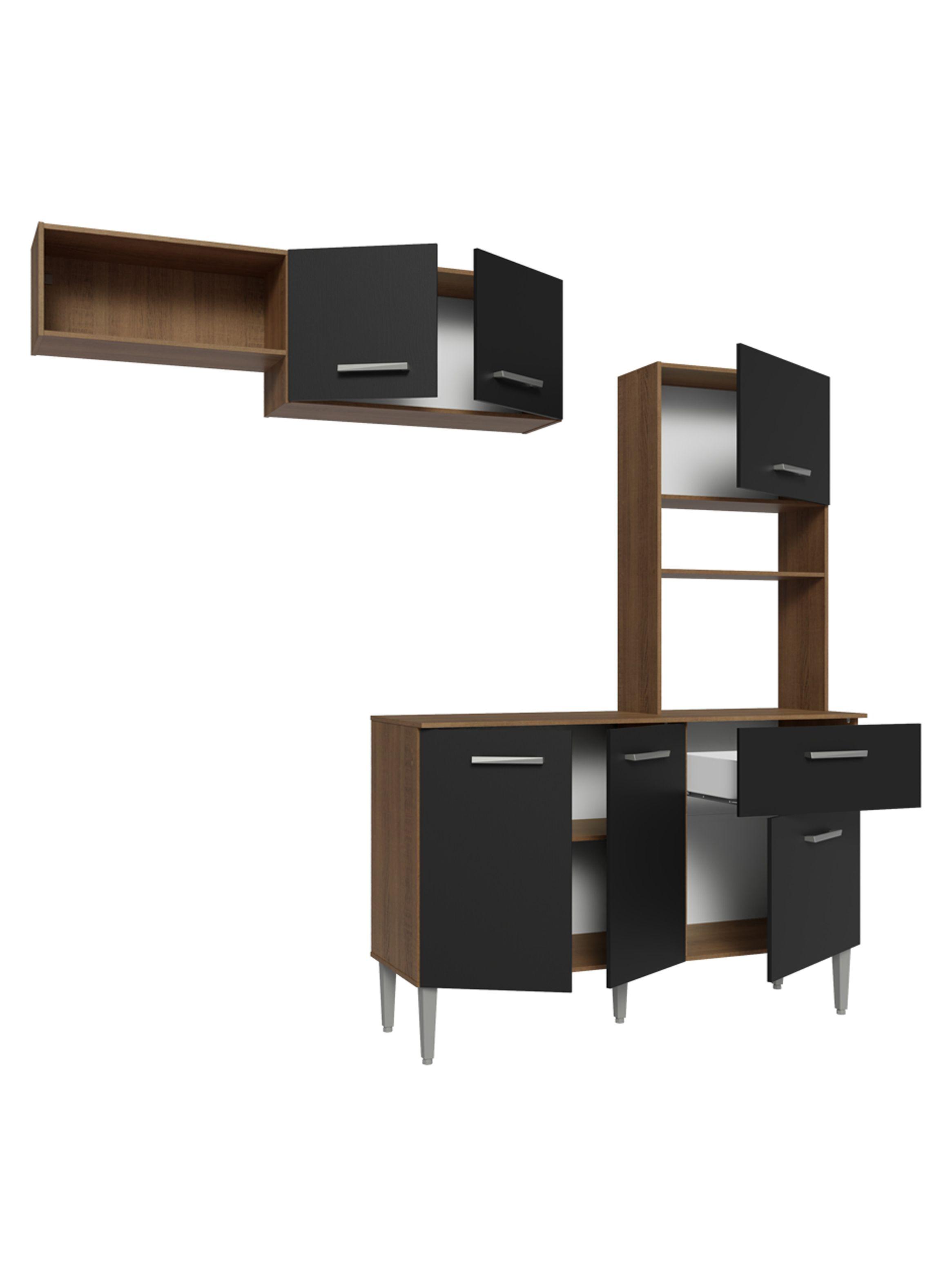 Kit Muebles de Cocina Madesa Aura 196 cm 01 Marrón/Negro-8