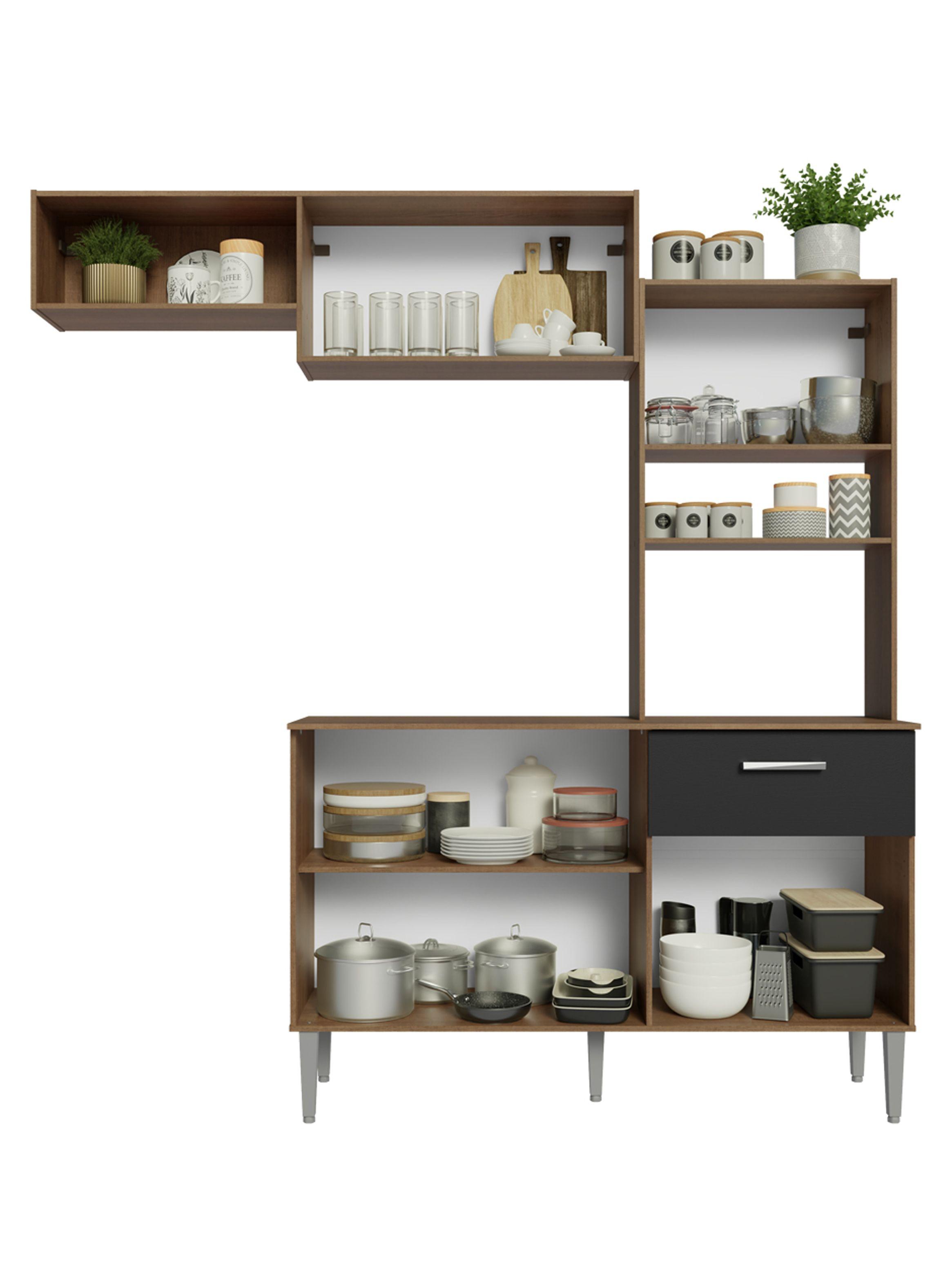 Kit Muebles de Cocina Madesa Aura 196 cm 01 Marrón/Negro-9