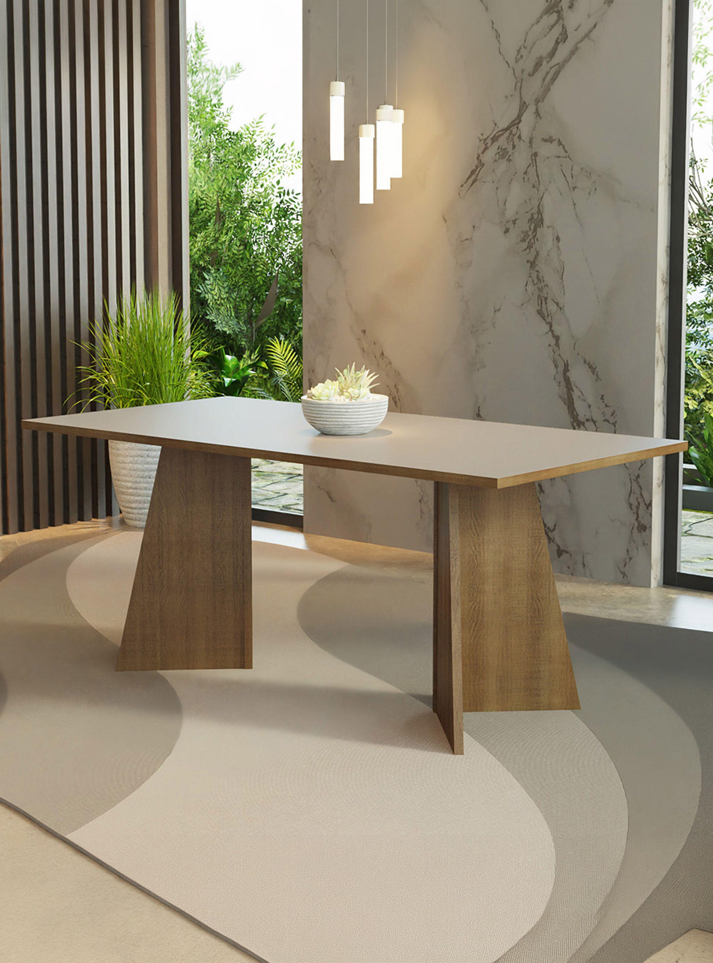Mesa de Comedor Madesa 5388 Rectangular Marrón/Crema-0