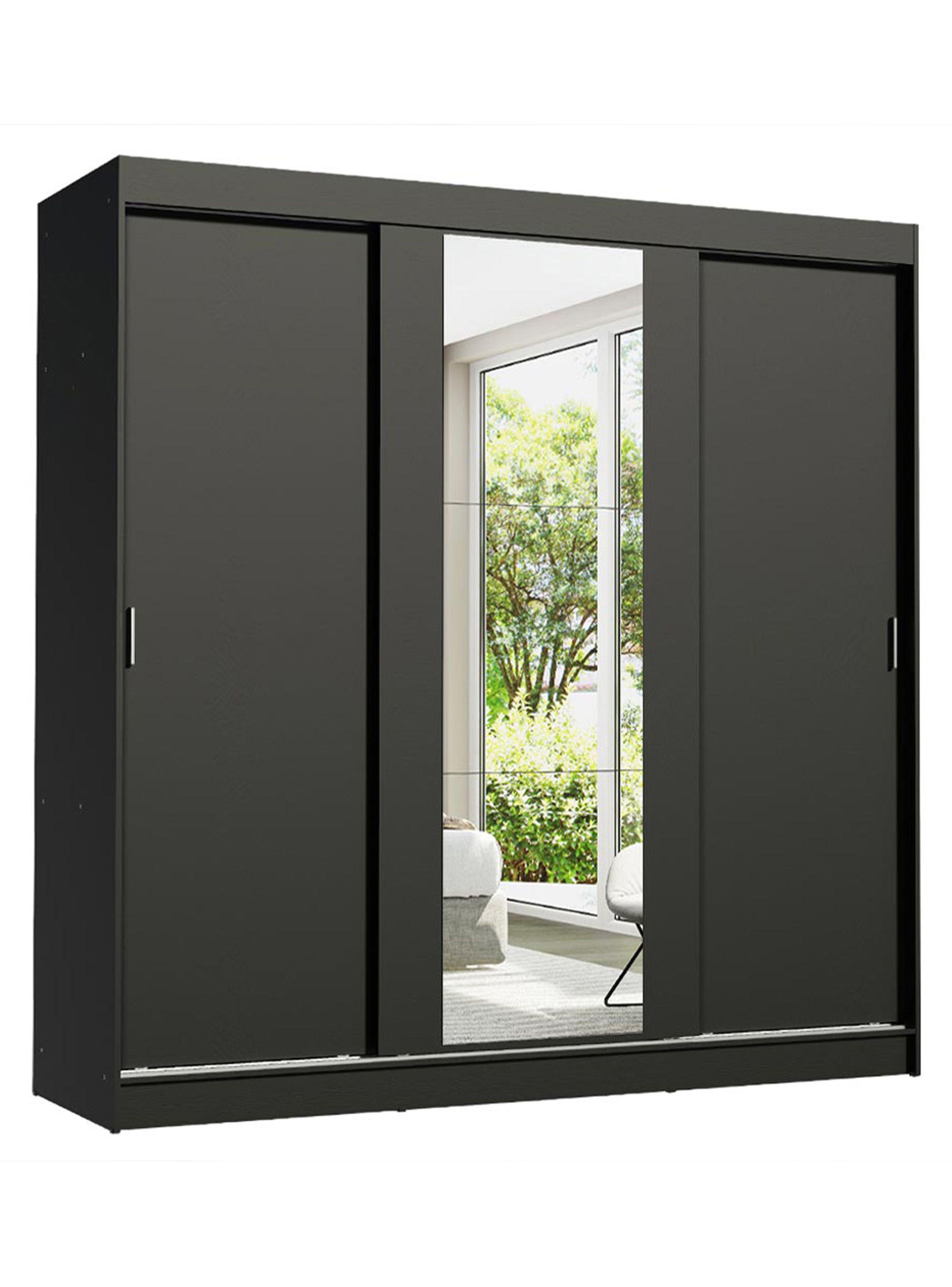 Clóset Madesa Reno 3 Puertas Corredizas con 1 Espejo Negro-1