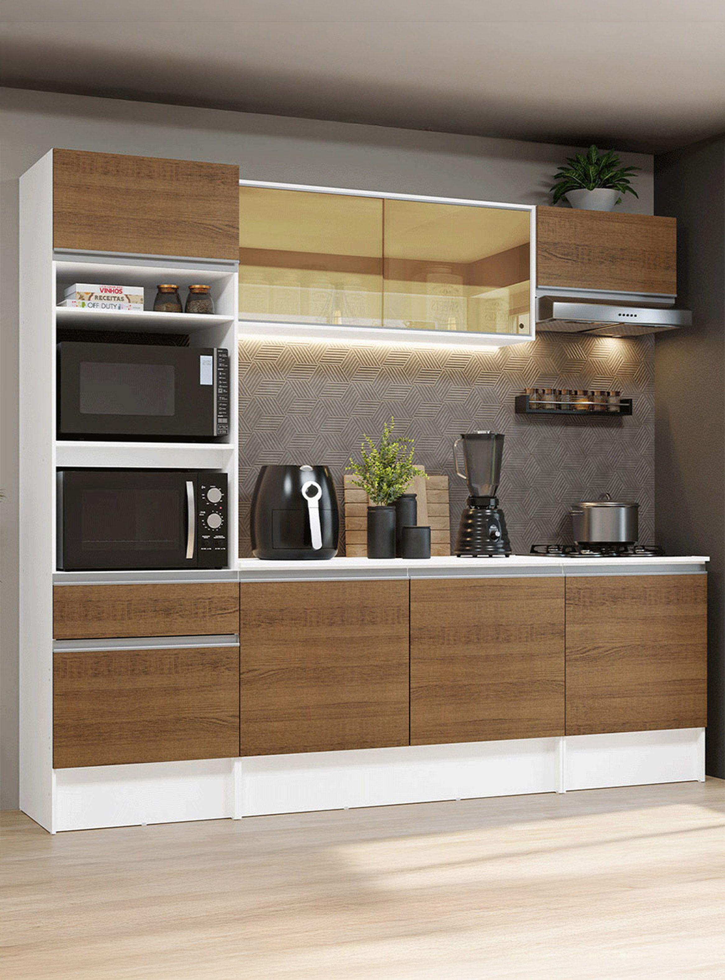 Kit Muebles de Cocina Madesa Diamante 240 cm Blanco/Marrón-0