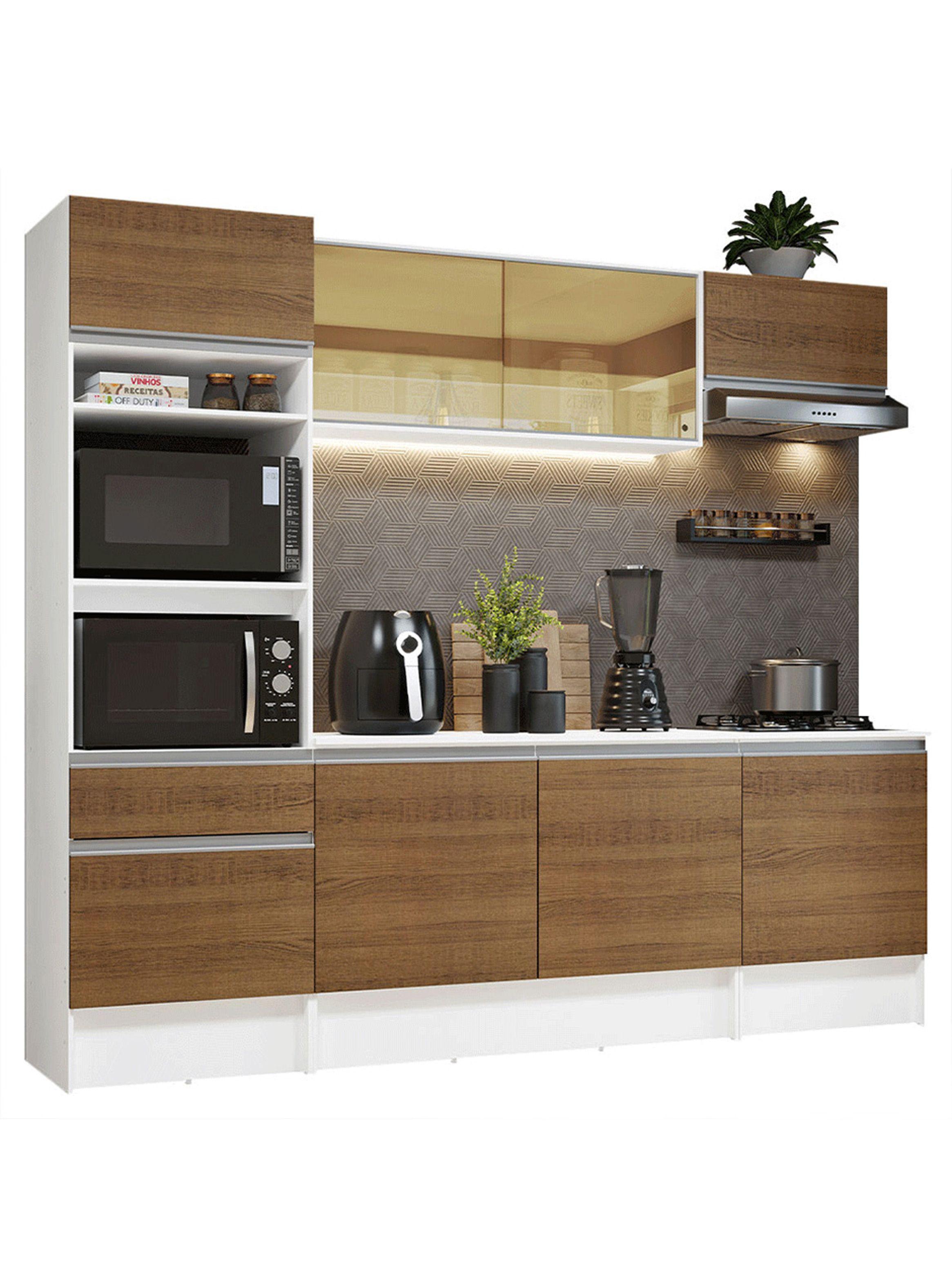 Kit Muebles de Cocina Madesa Diamante 240 cm Blanco/Marrón-1