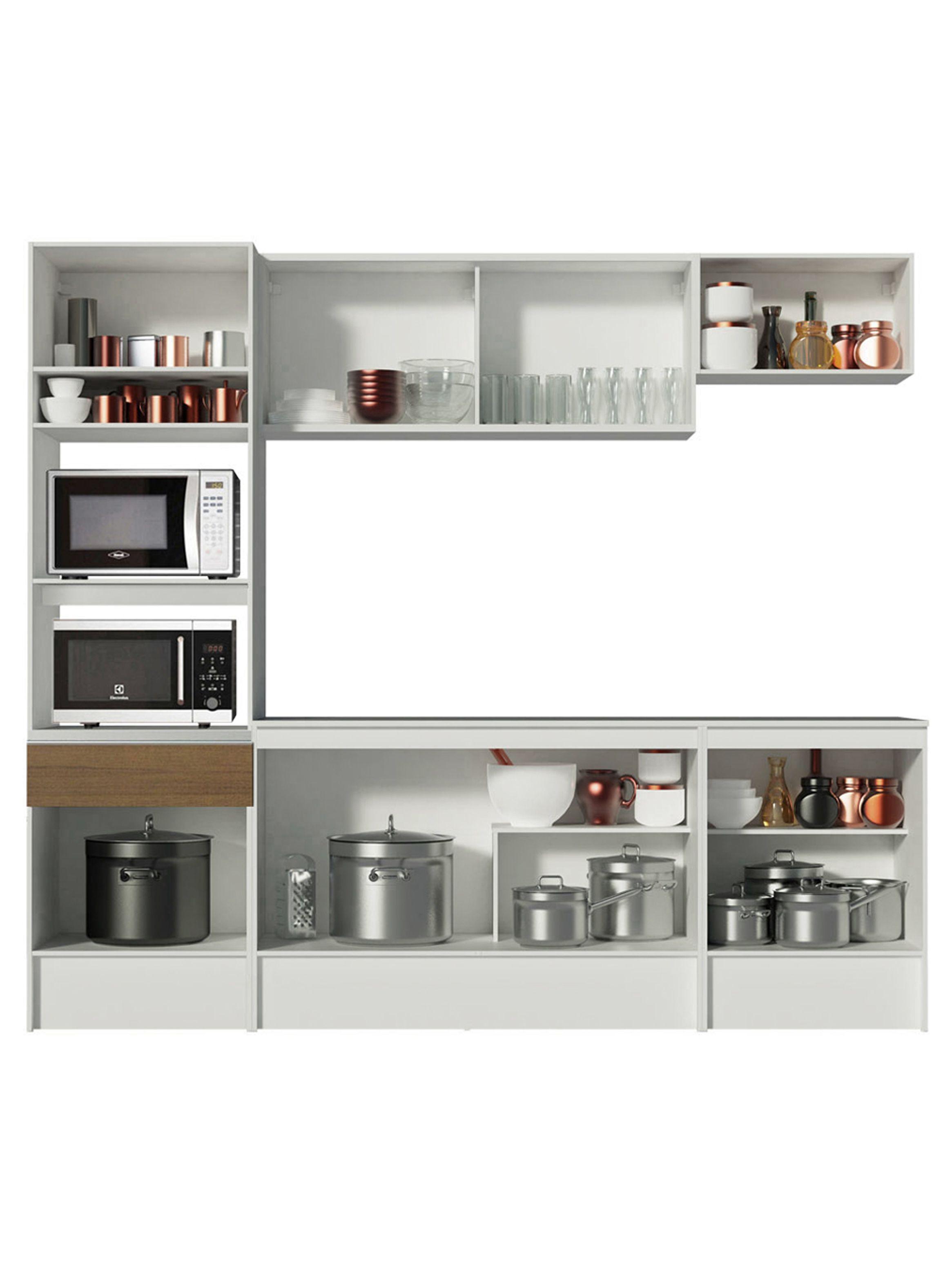 Kit Muebles de Cocina Madesa Diamante 240 cm Blanco/Marrón-4