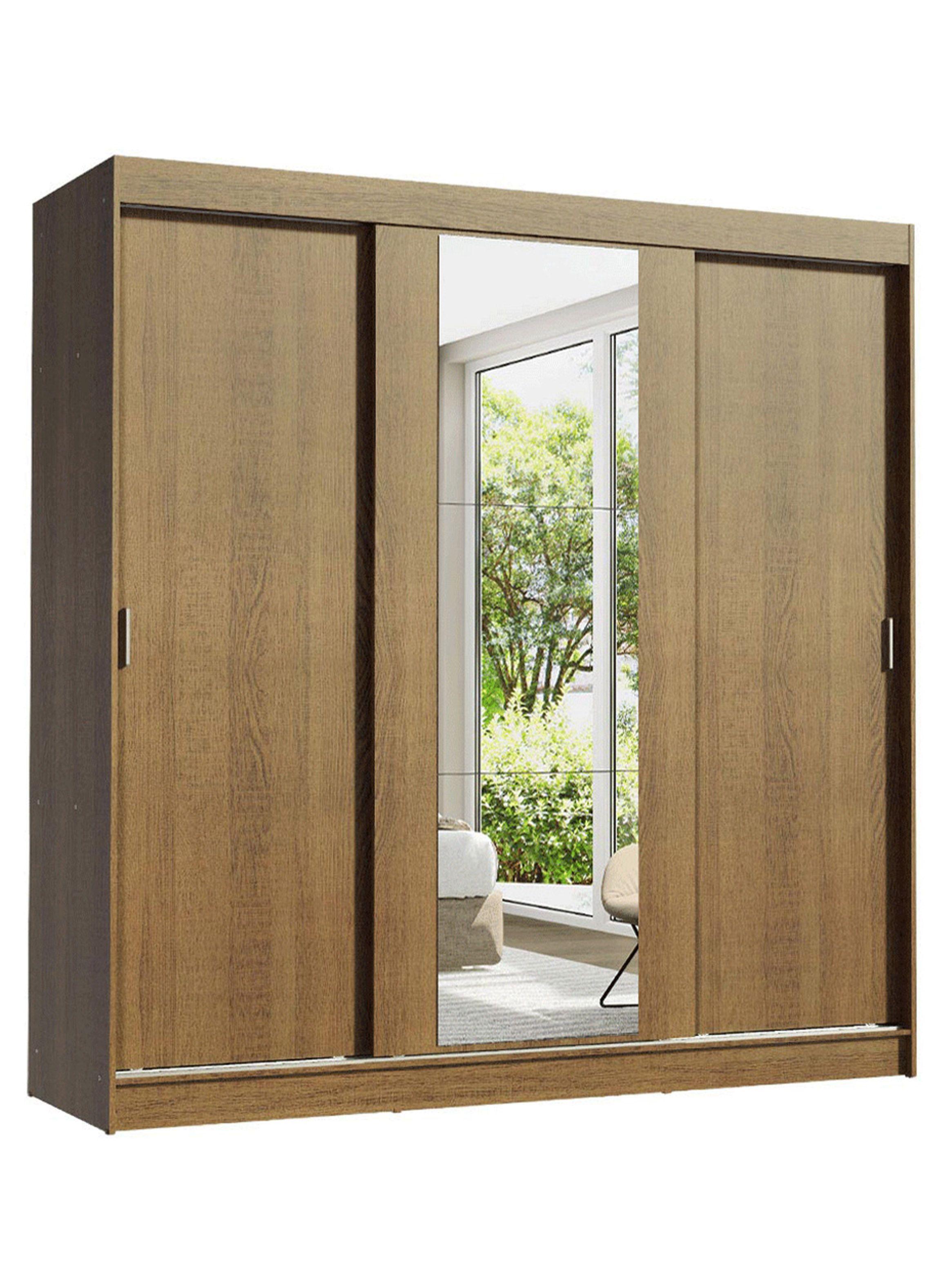 Clóset Madesa Reno 3 Puertas Corredizas con 1 Espejo Marrón-1