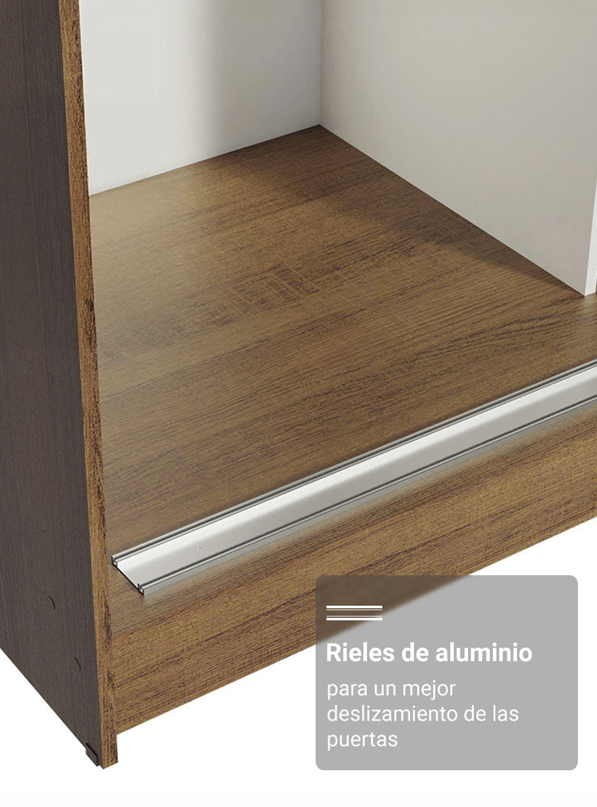 Clóset Madesa Reno 3 Puertas Corredizas con 1 Espejo Marrón-4