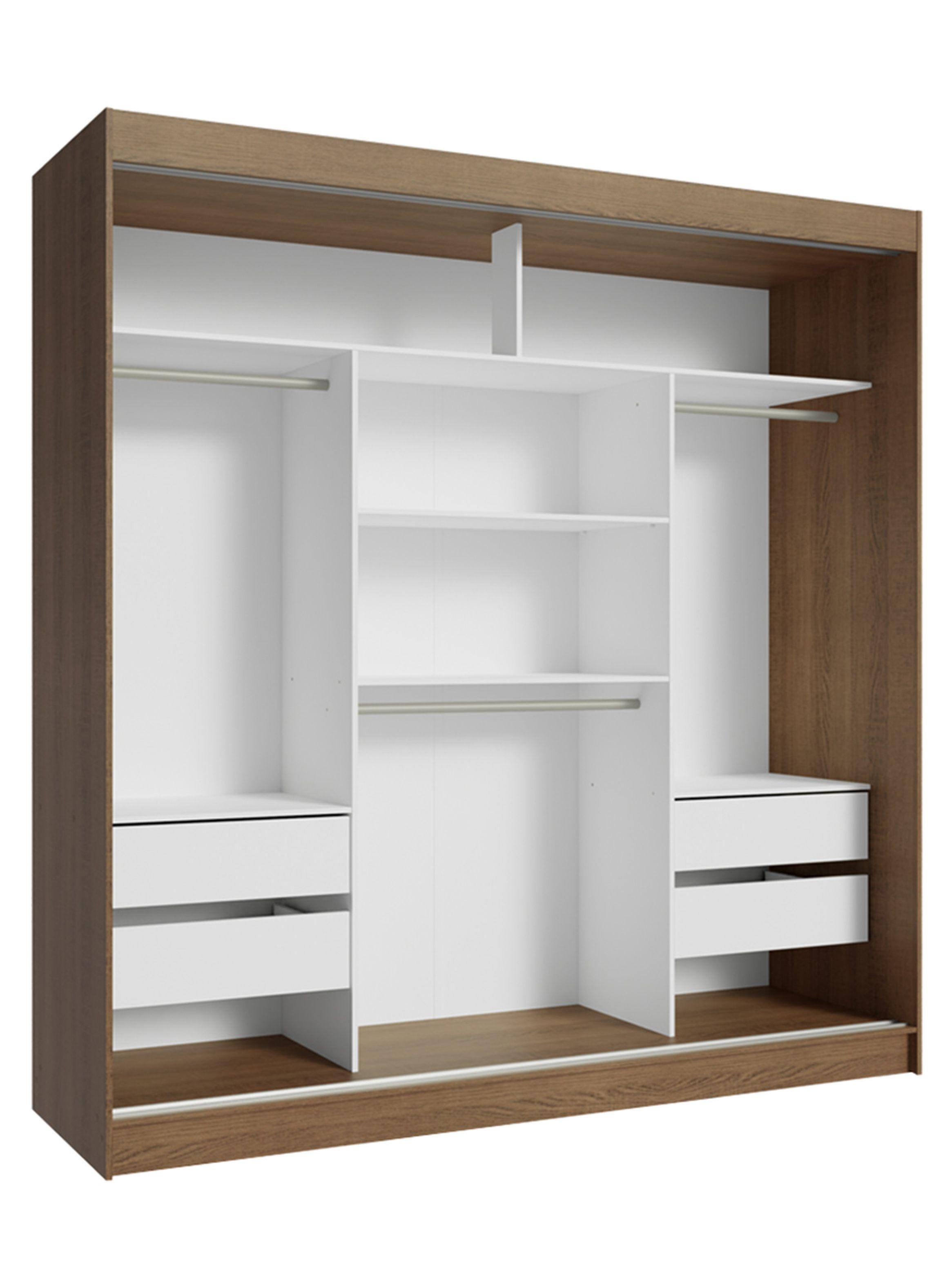 Clóset Madesa Reno 3 Puertas Corredizas con 1 Espejo Marrón-7