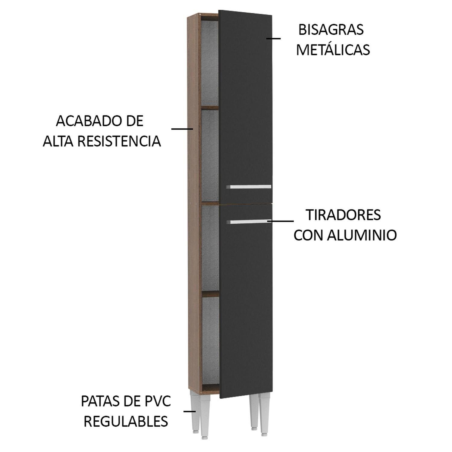 Despensa de Cocina Madesa Emilly 32 cm 2 Puertas Marrón/Negro-3