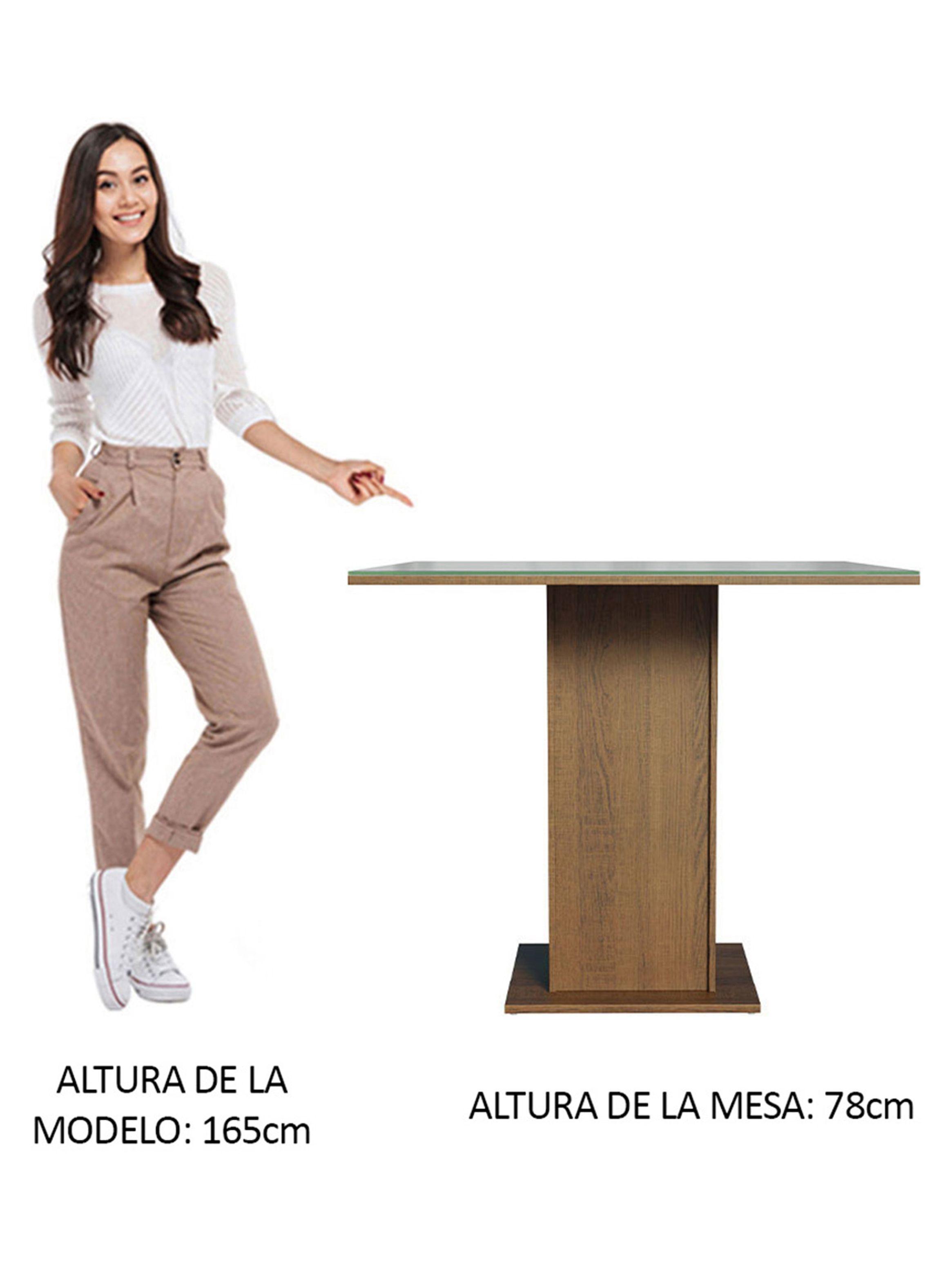 Mesa de Comedor Madesa 5363 con Vidrio Cuadrada Marrón/Gris-2