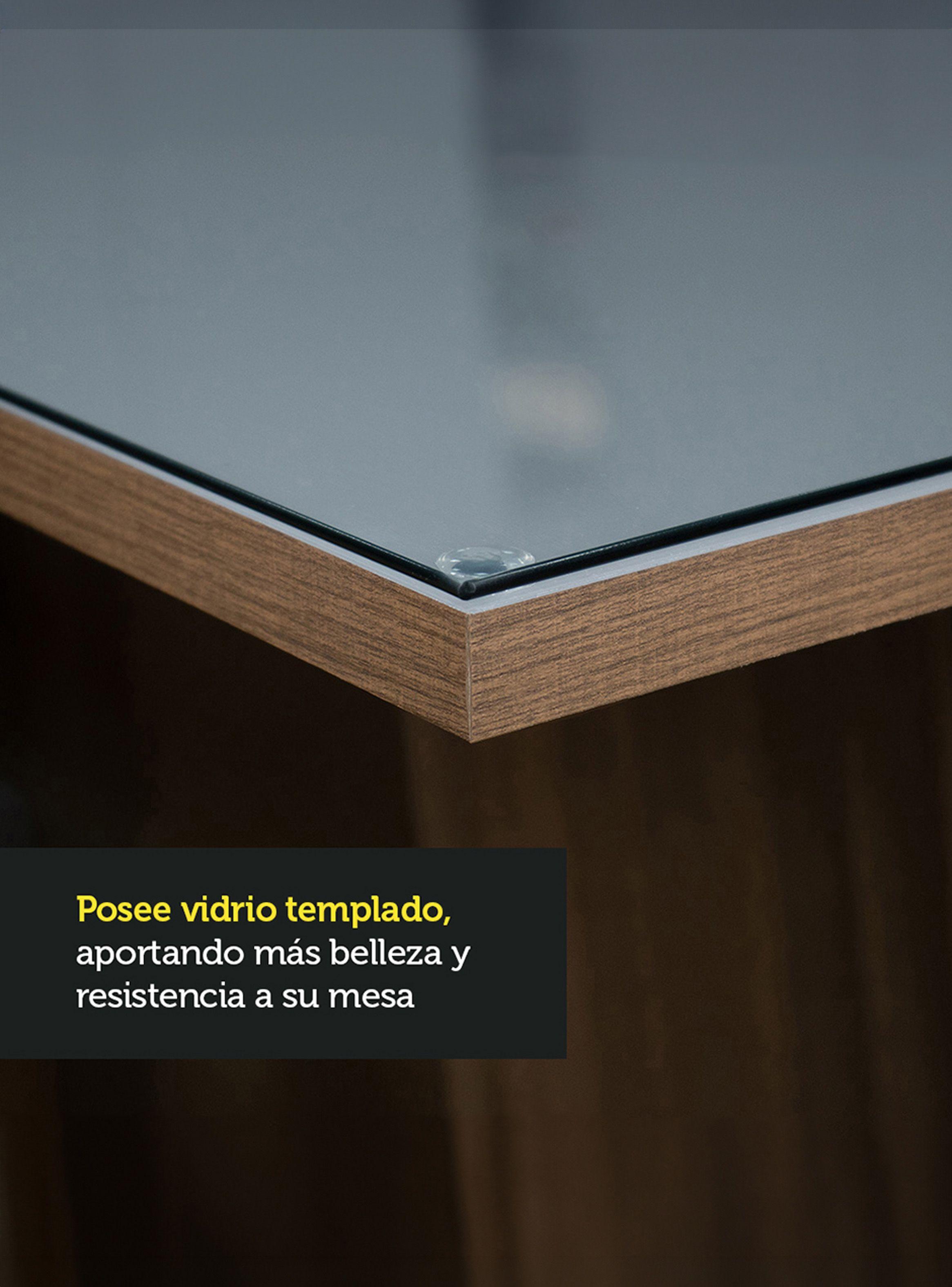 Mesa de Comedor Madesa 5363 con Vidrio Cuadrada Marrón/Gris-4