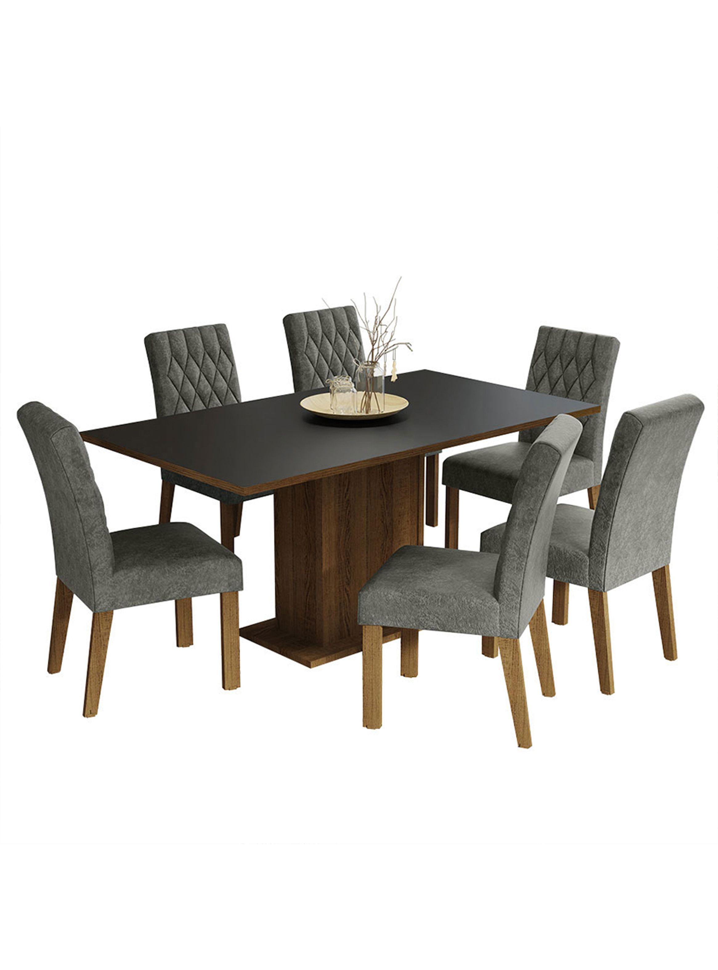 Juego de Comedor Madesa Hanna con 6 Sillas Marrón/Negro/Silver-1