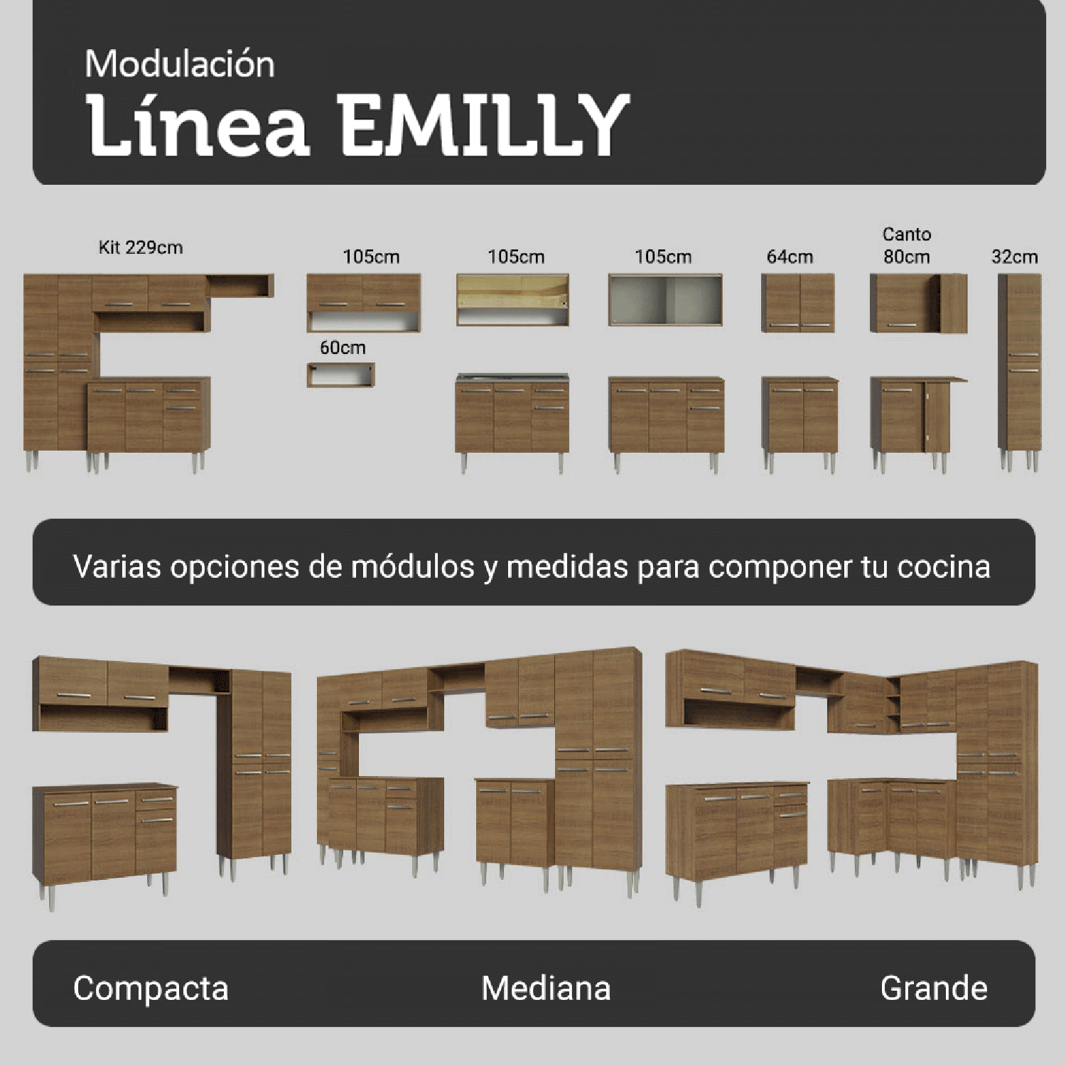 Kit Muebles de Cocina Madesa Emilly 229 cm 17 Marrón-7