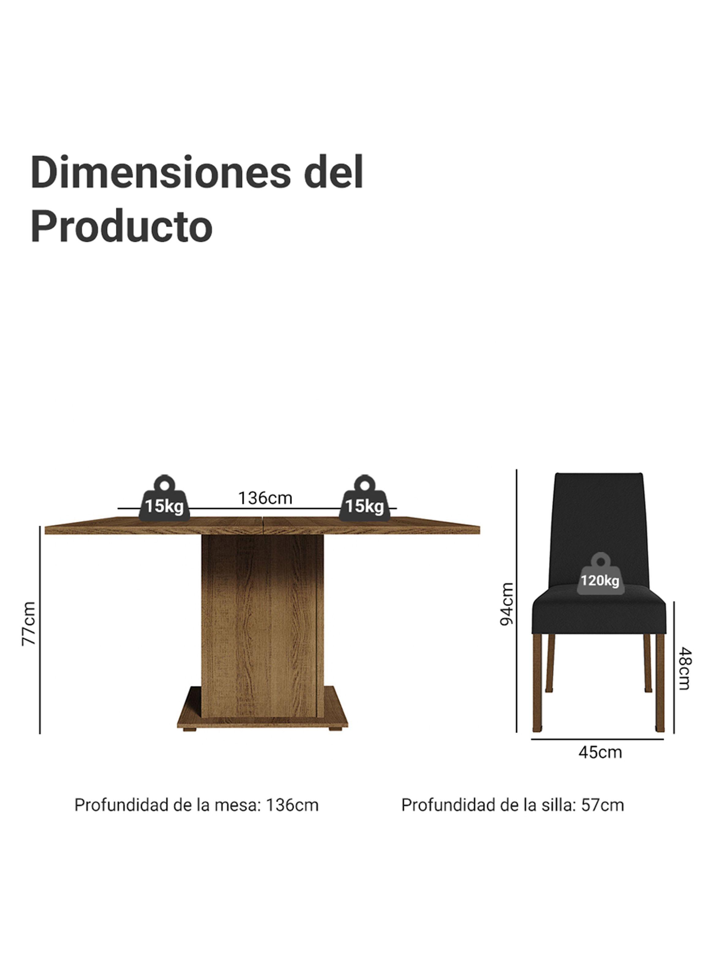 Juego de Comedor Madesa Doris con 8 Sillas Marrón/Oxford-4