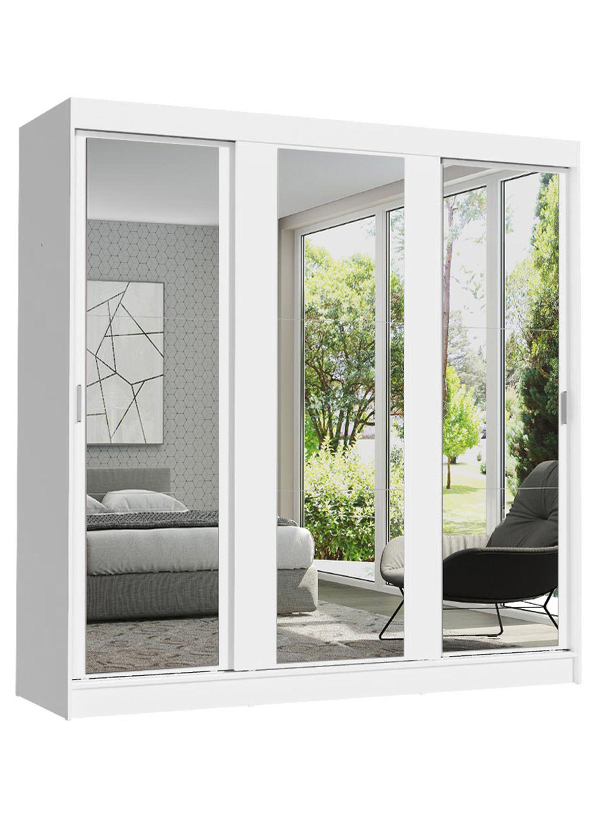 Clóset Madesa Reno 3 Puertas Corredizas con Espejos Blanco-1