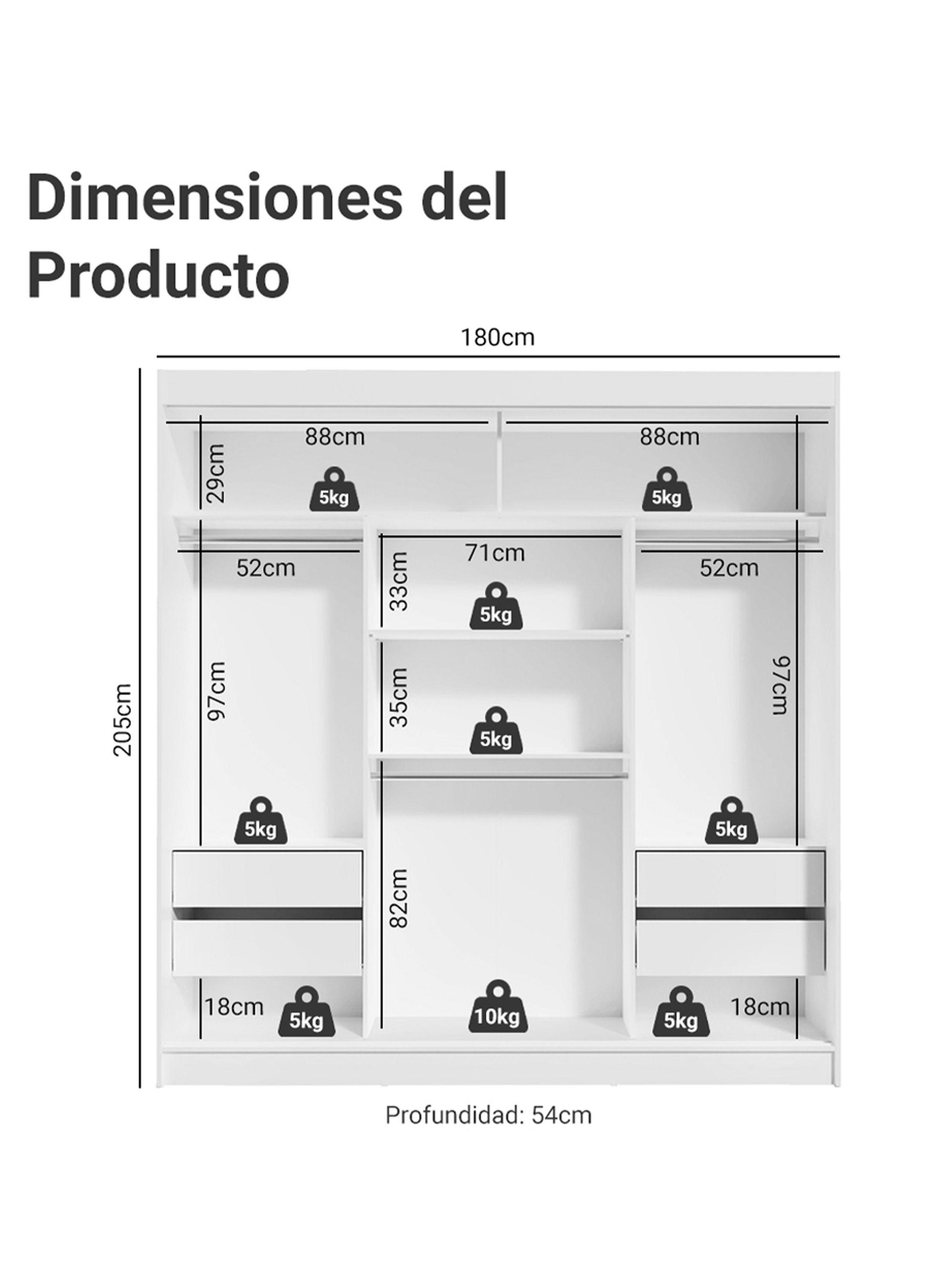 Clóset Madesa Reno 3 Puertas Corredizas con Espejos Blanco-2
