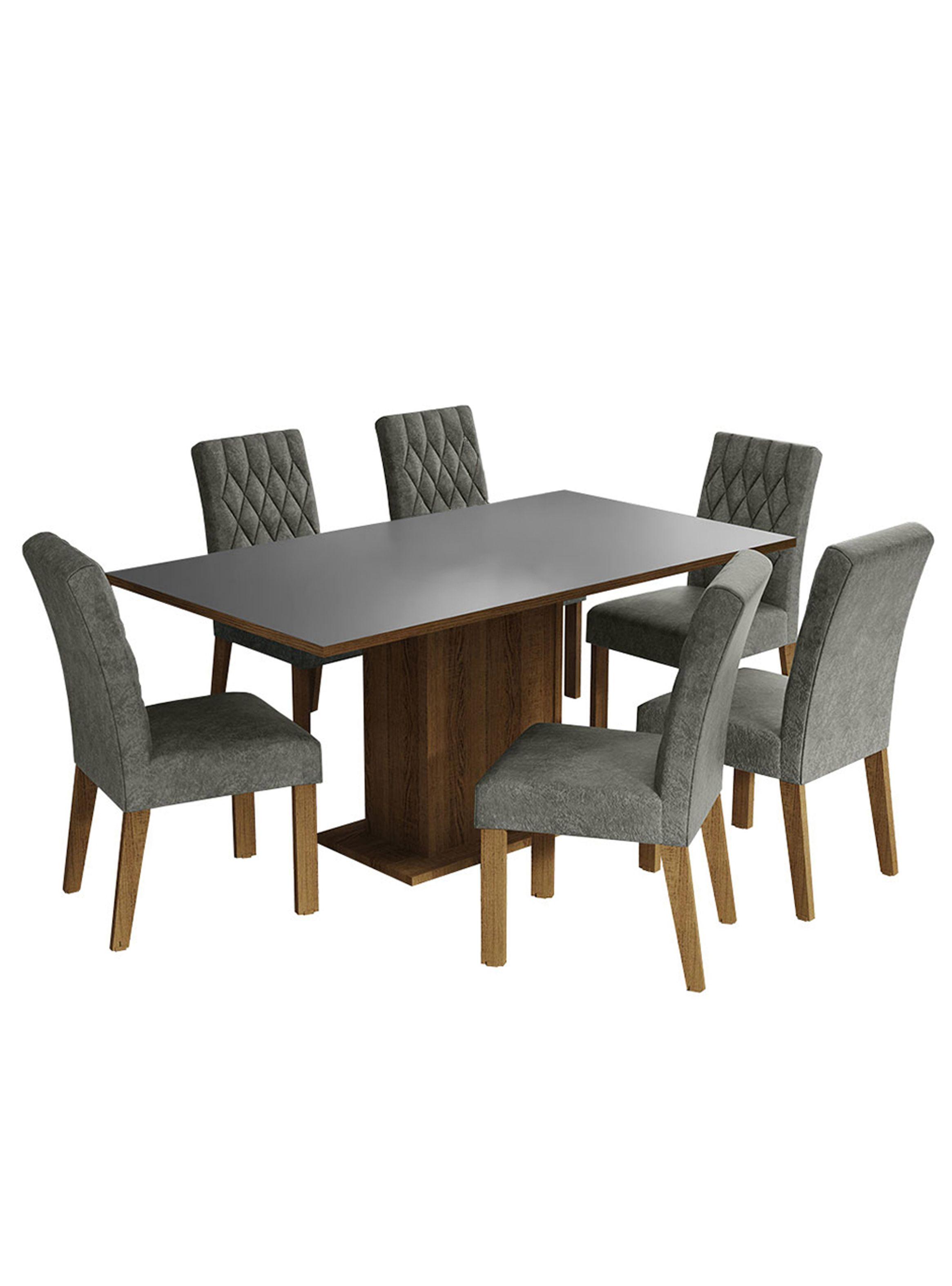 Juego de Comedor Madesa Hanna con 6 Sillas Marrón/Gris/Silver-1