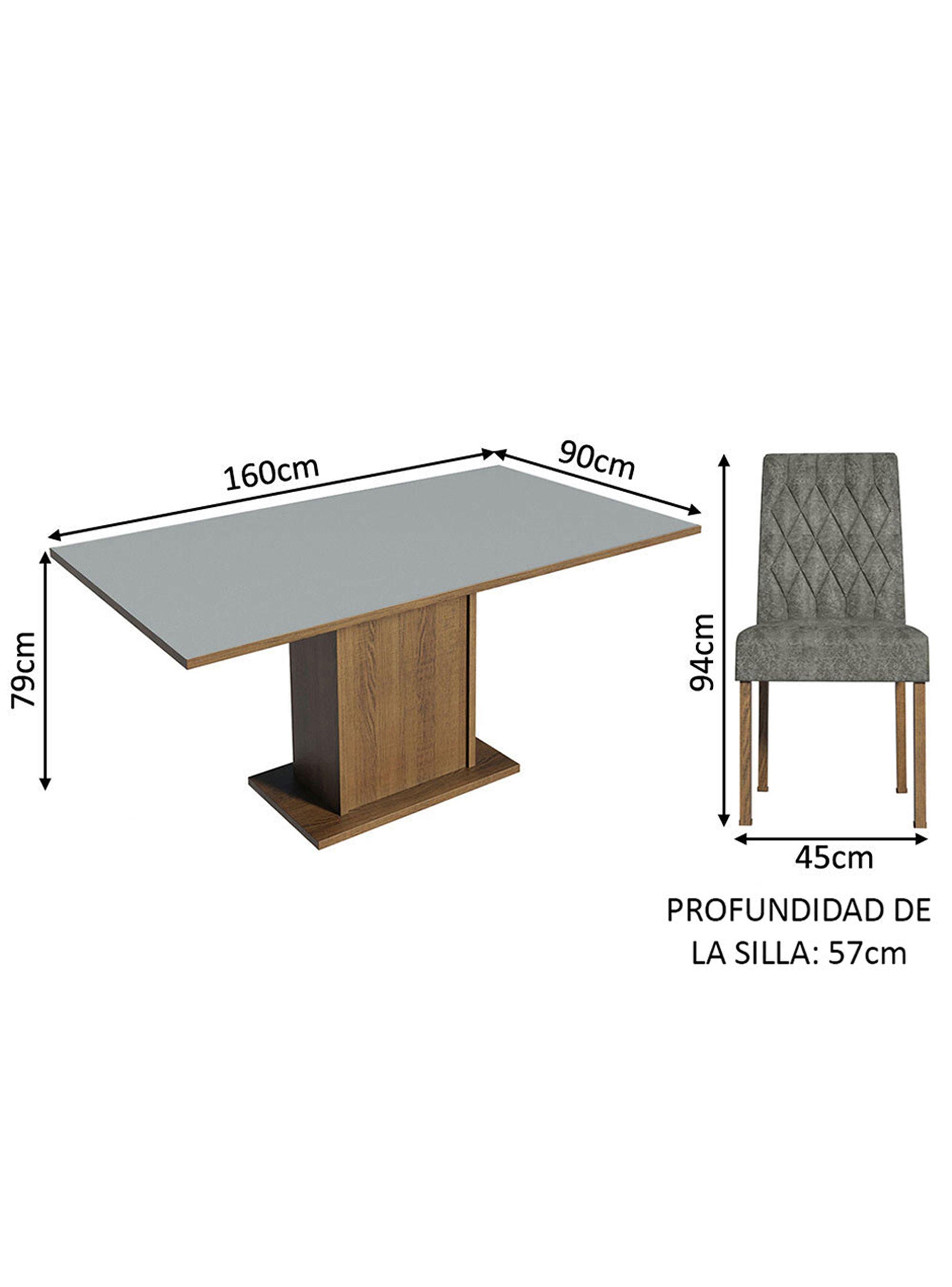 Juego de Comedor Madesa Hanna con 6 Sillas Marrón/Gris/Silver-2