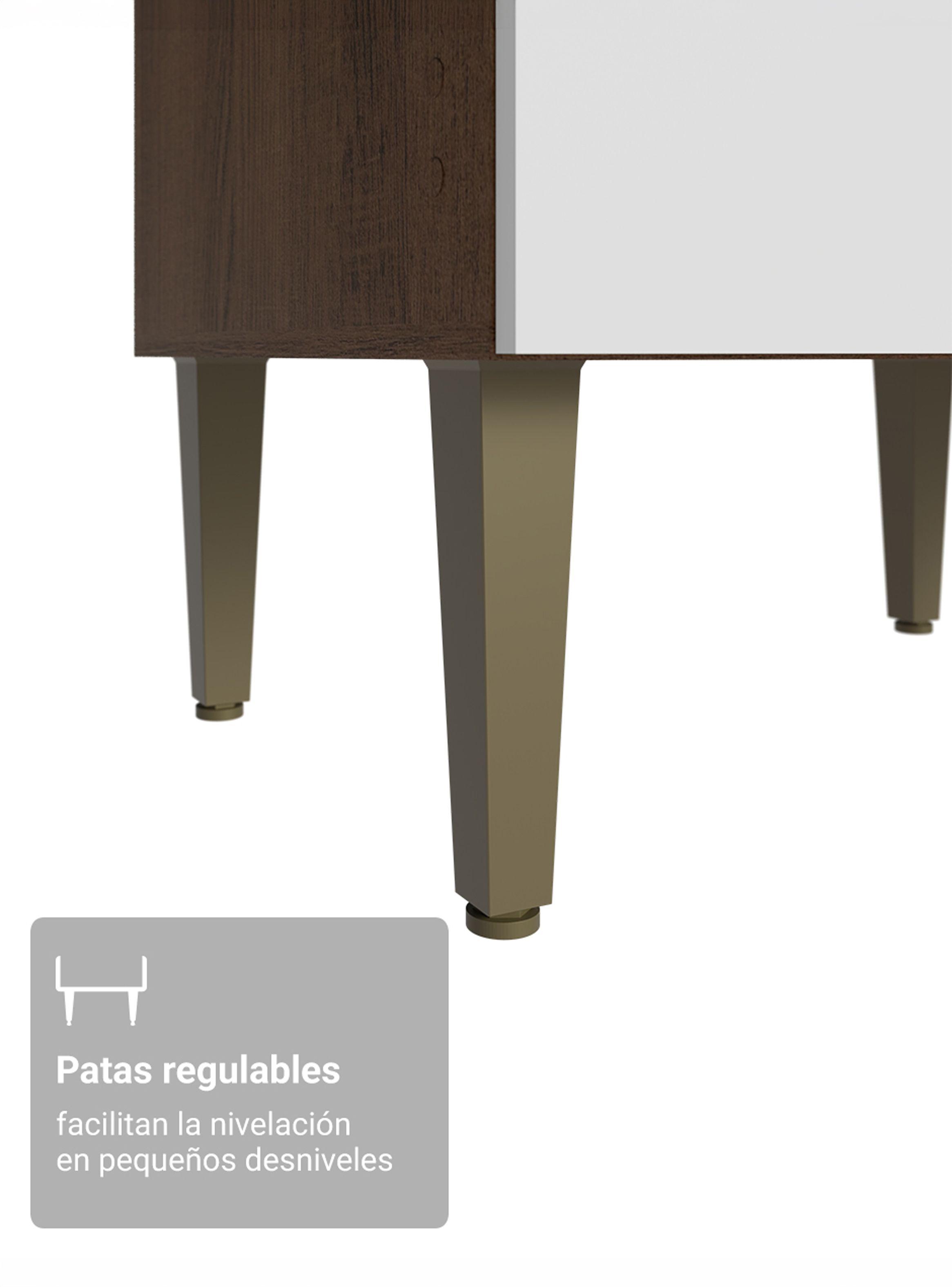 Mueble Base de Cocina Madesa Lille 105 cm 3 Puertas 2 Cajones Marrón/Blanco-6