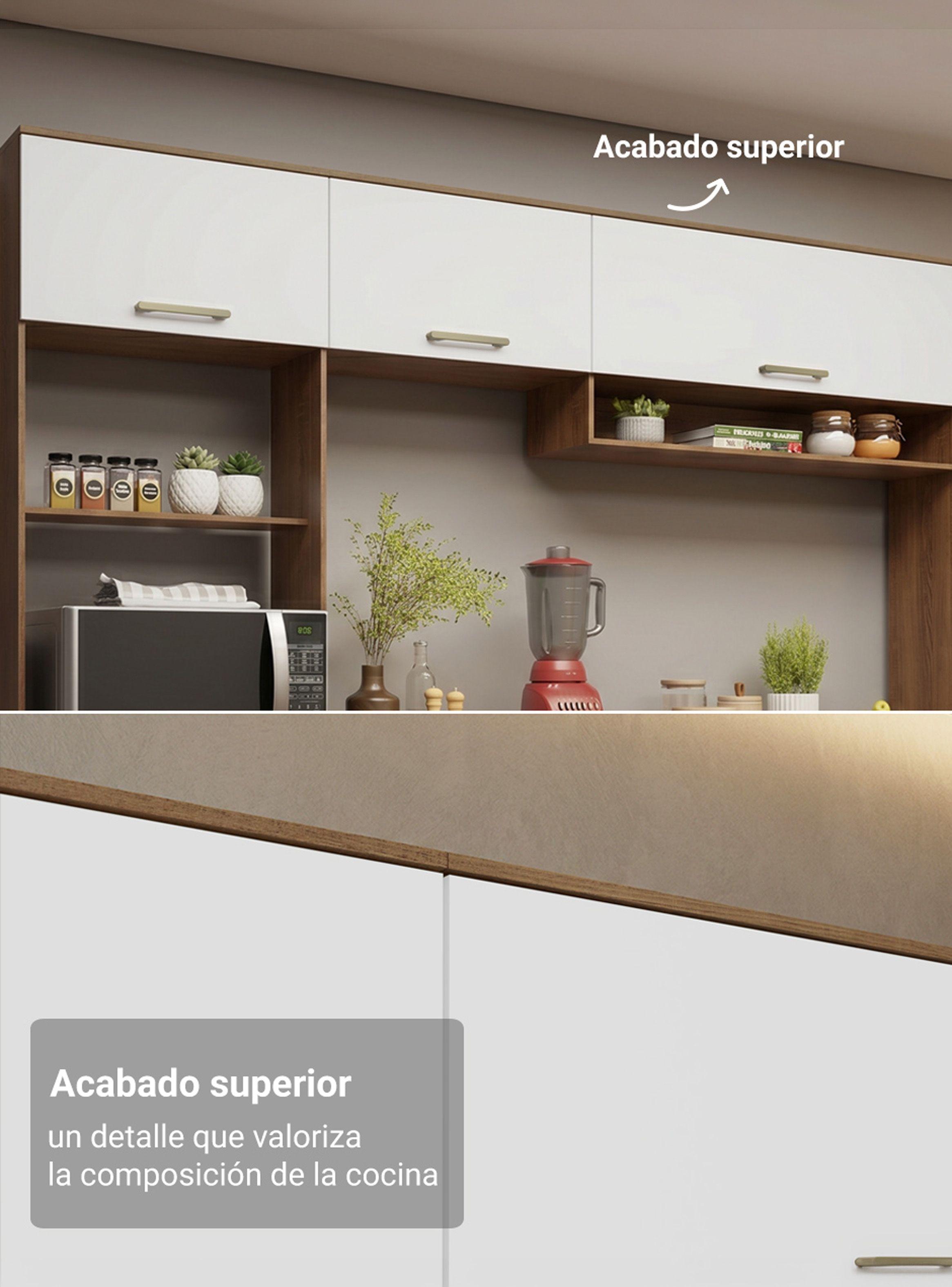 Mueble Base de Cocina Madesa Lille 105 cm 3 Puertas 2 Cajones Marrón/Blanco-7