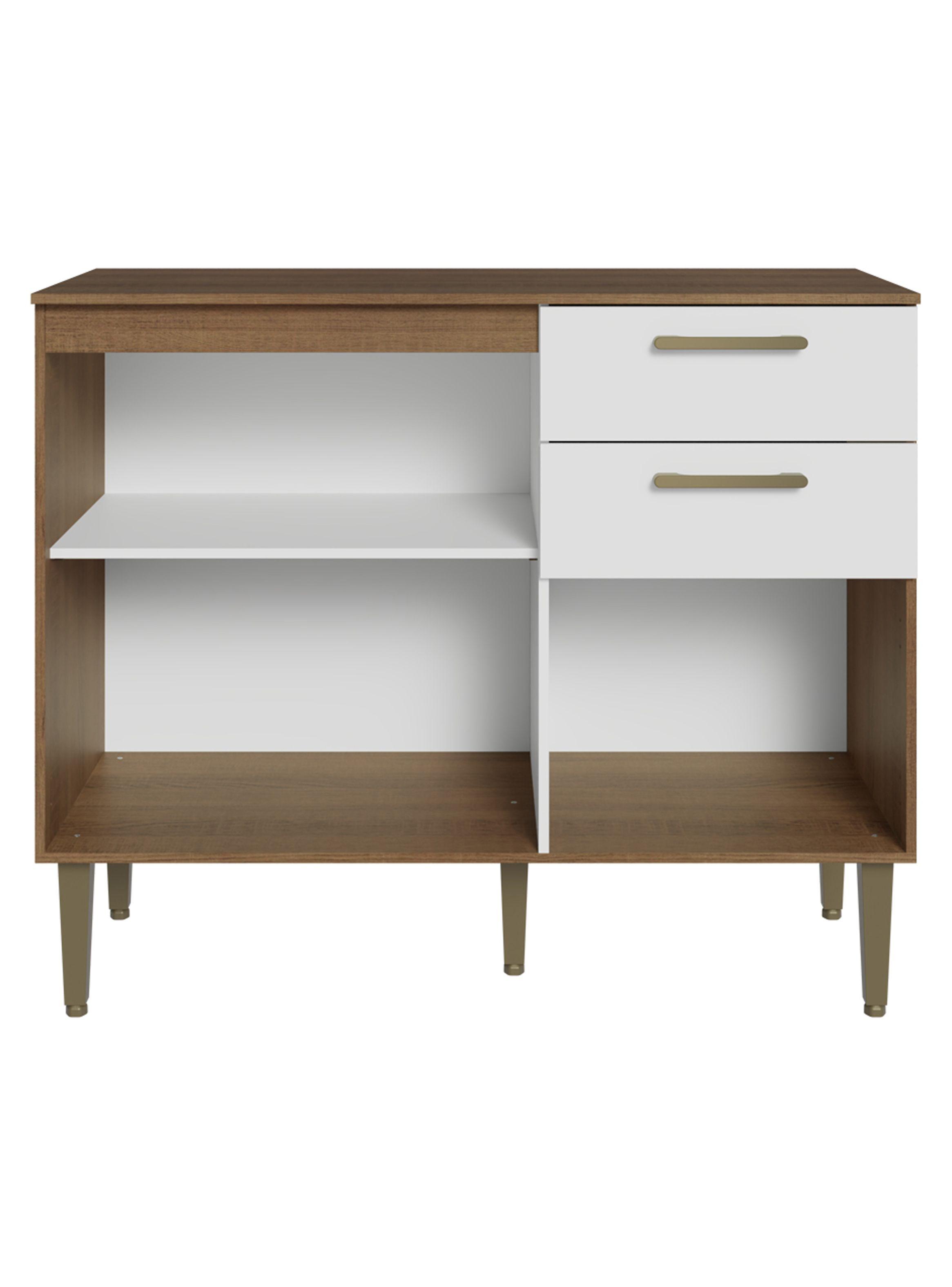 Mueble Base de Cocina Madesa Lille 105 cm 3 Puertas 2 Cajones Marrón/Blanco-8