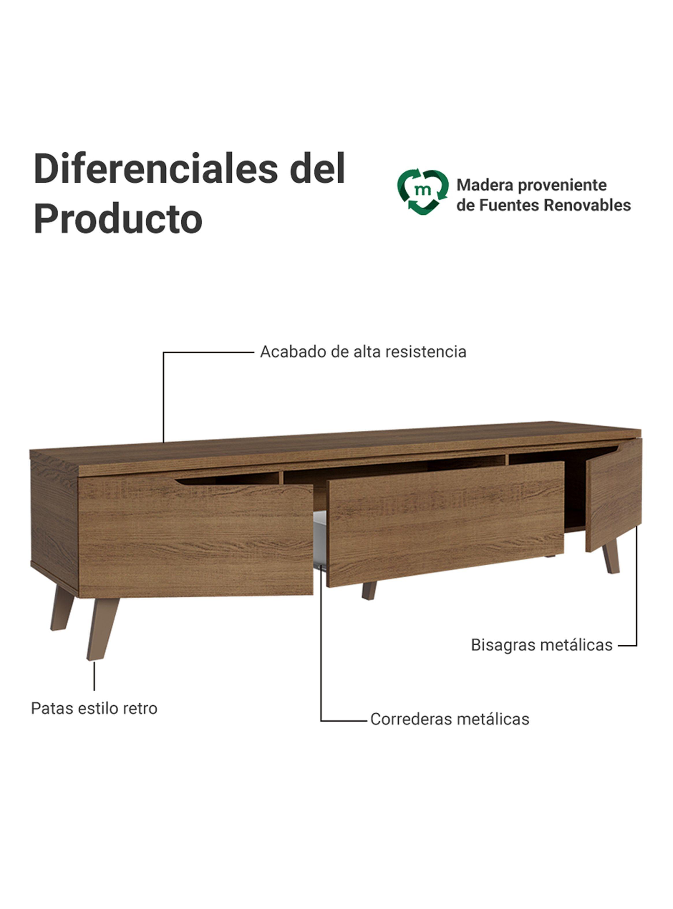 Rack para TV Hasta 75 Pulgadas Madesa Dune Marrón-3