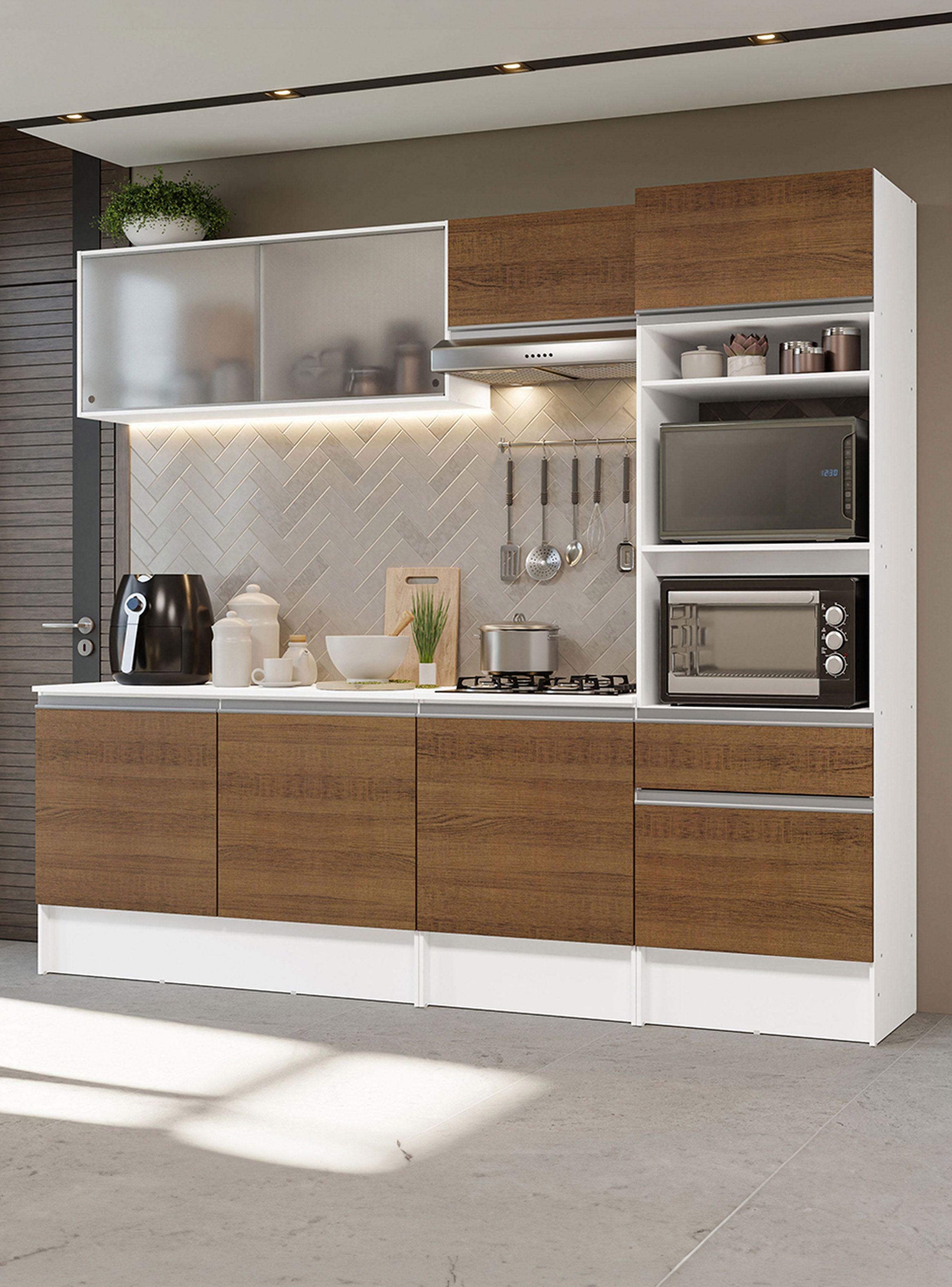 Kit Muebles de Cocina Madesa Topazio 240 cm 05 Blanco/Marrón-0