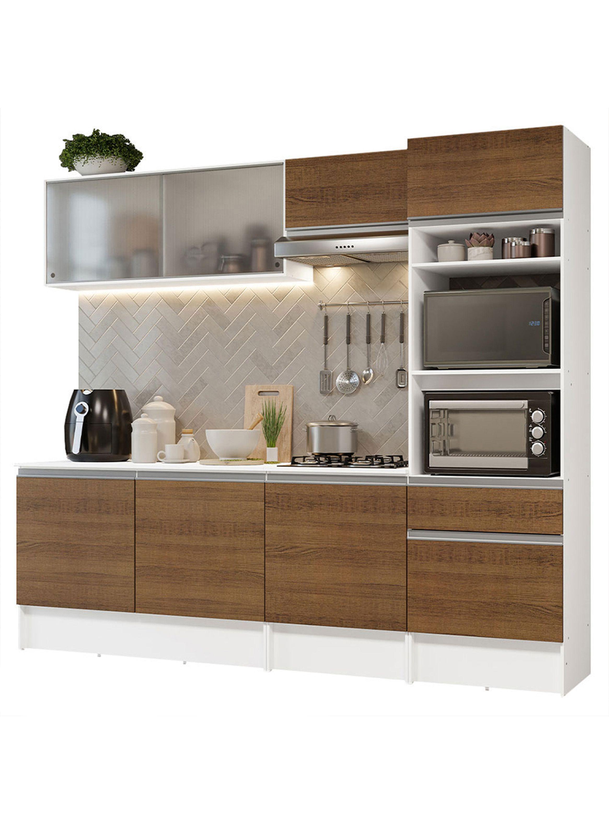 Kit Muebles de Cocina Madesa Topazio 240 cm 05 Blanco/Marrón-1