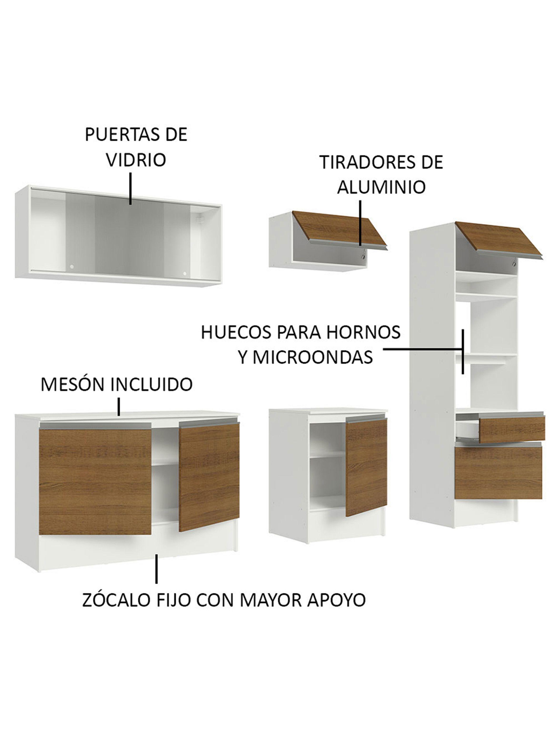 Kit Muebles de Cocina Madesa Topazio 240 cm 05 Blanco/Marrón-3