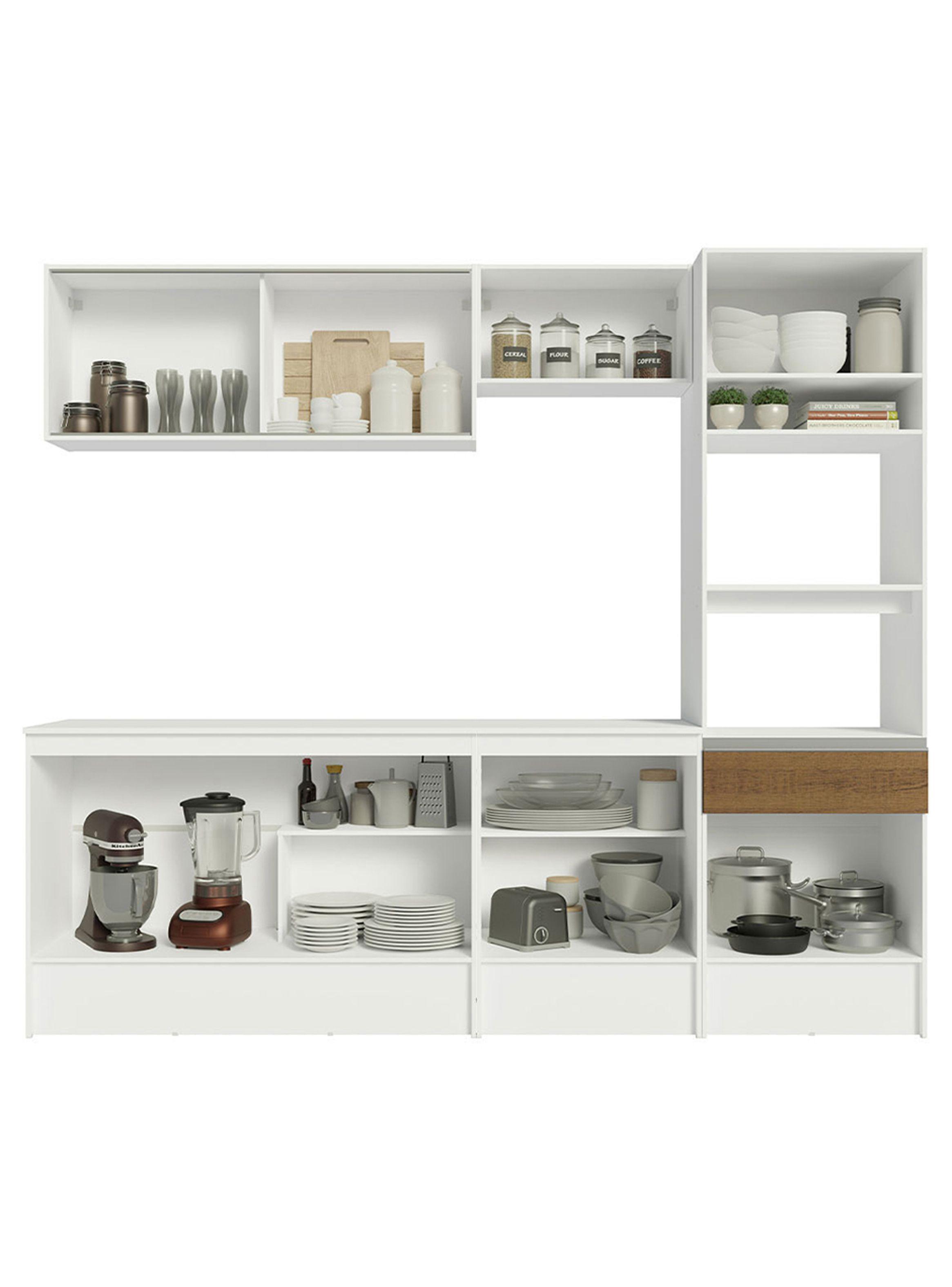 Kit Muebles de Cocina Madesa Topazio 240 cm 05 Blanco/Marrón-5