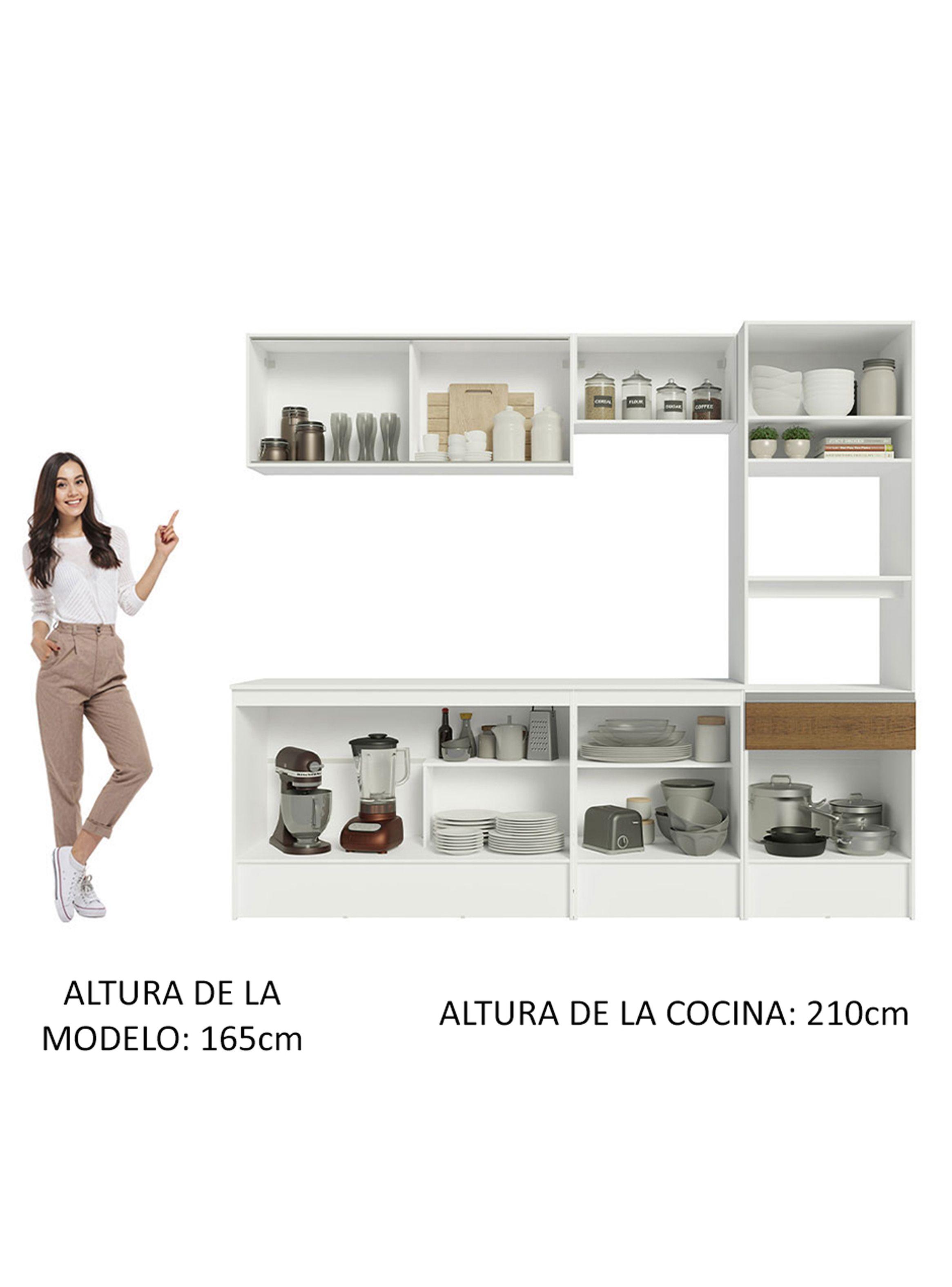 Kit Muebles de Cocina Madesa Topazio 240 cm 05 Blanco/Marrón-9