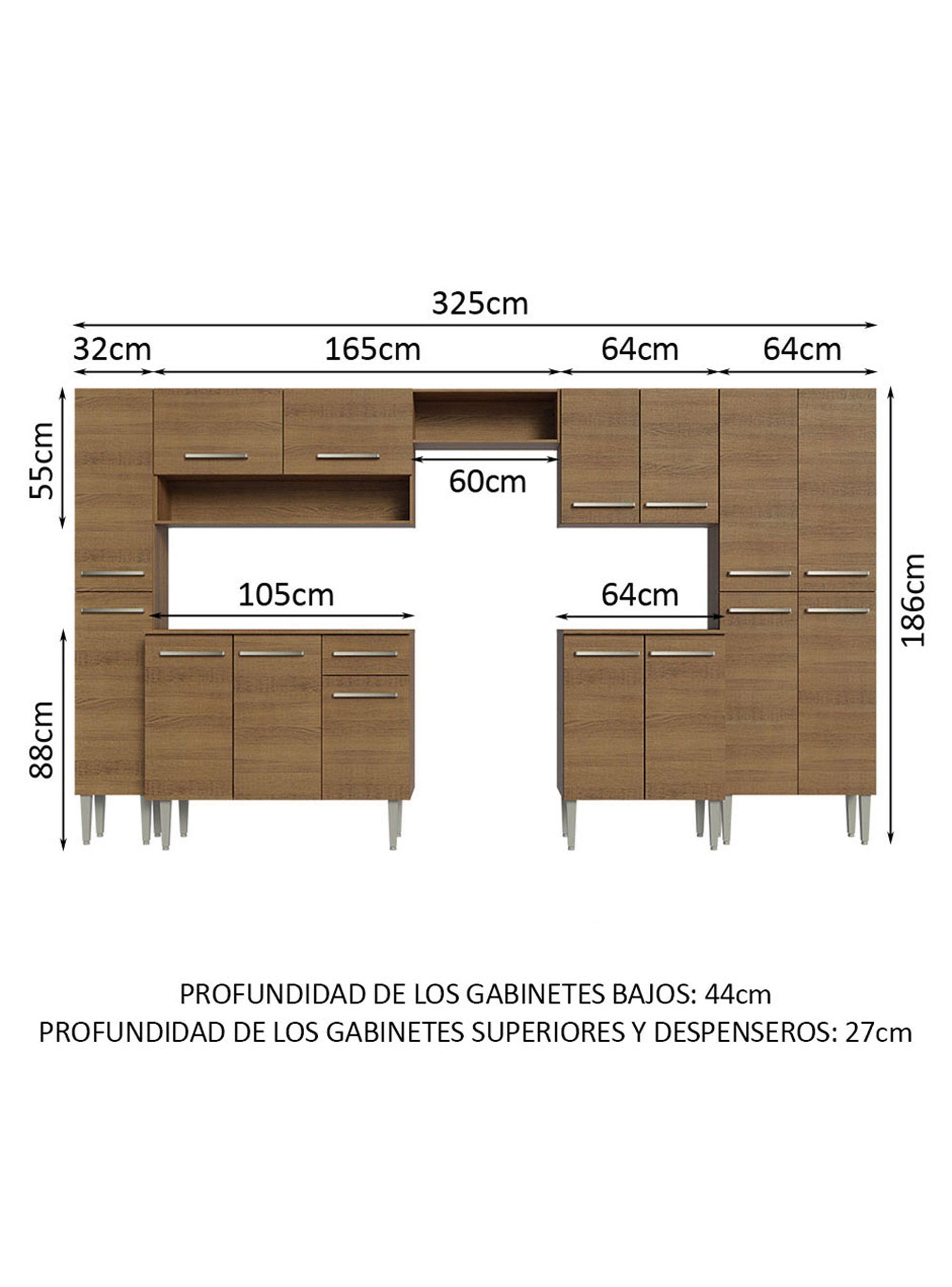 Kit Muebles de Cocina Madesa Emilly 325 cm 01 Marrón-2