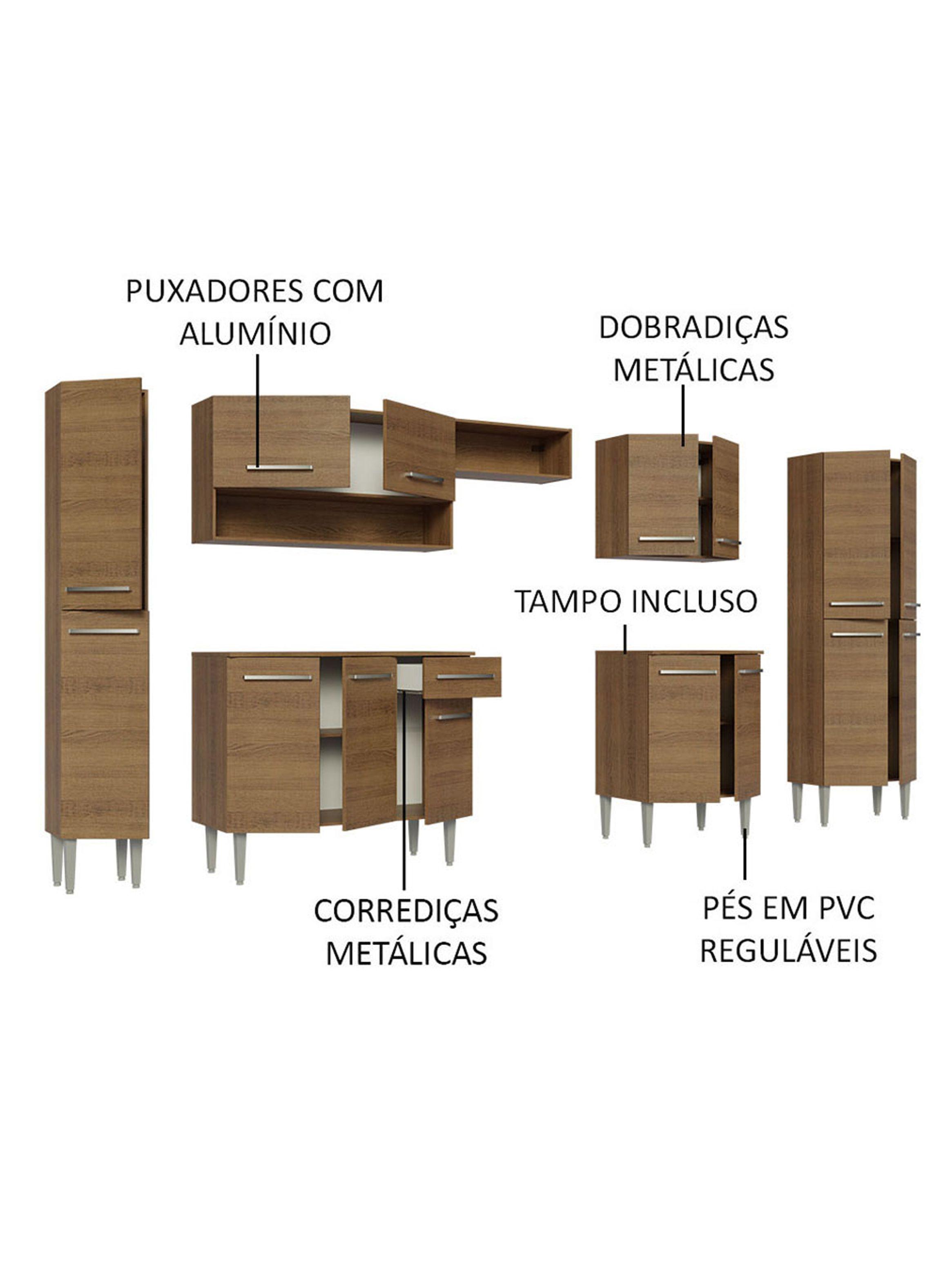 Kit Muebles de Cocina Madesa Emilly 325 cm 01 Marrón-3