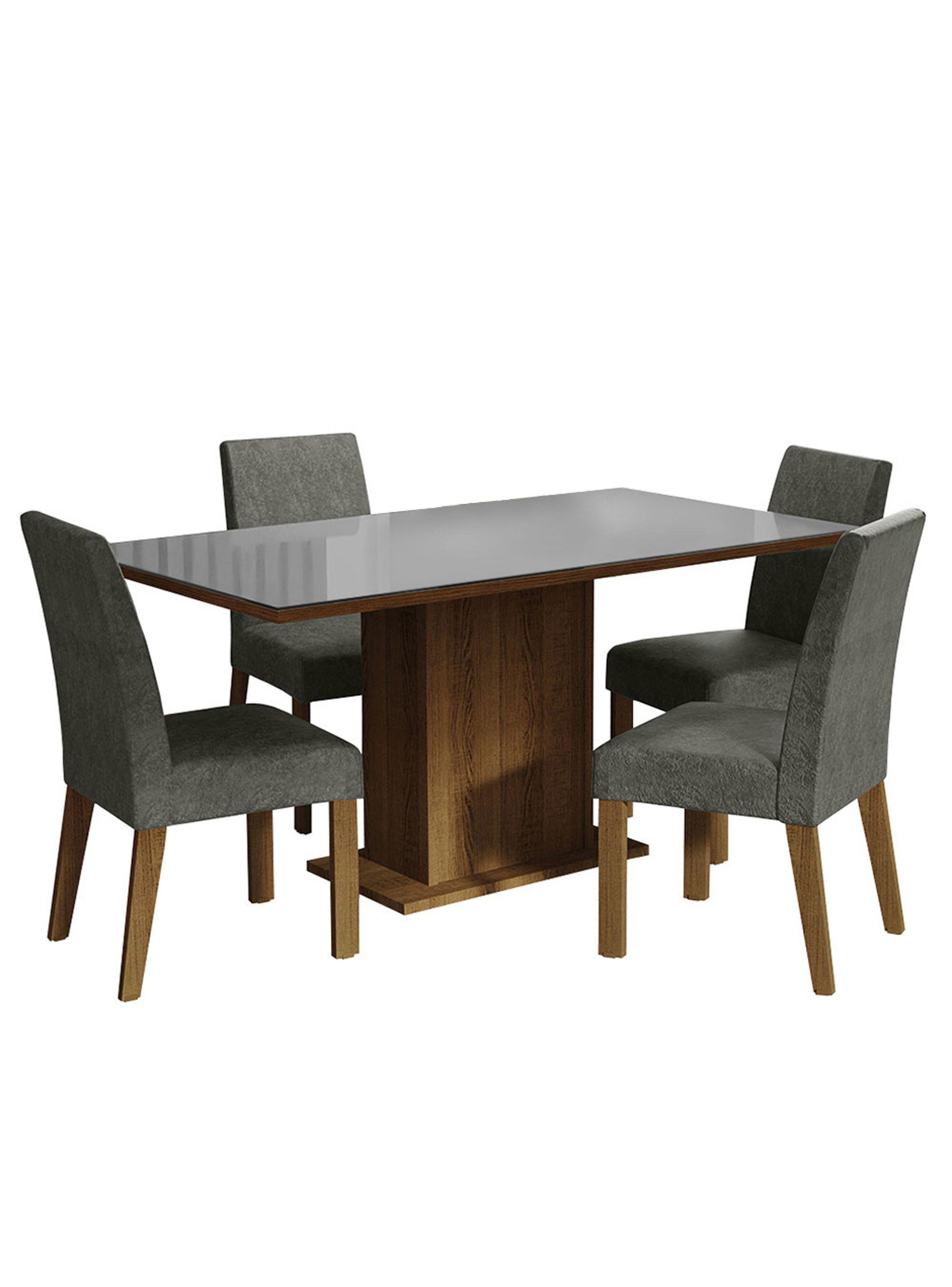 Juego de Comedor Madesa Avril con 4 Sillas Marrón/Gris/Silver-1