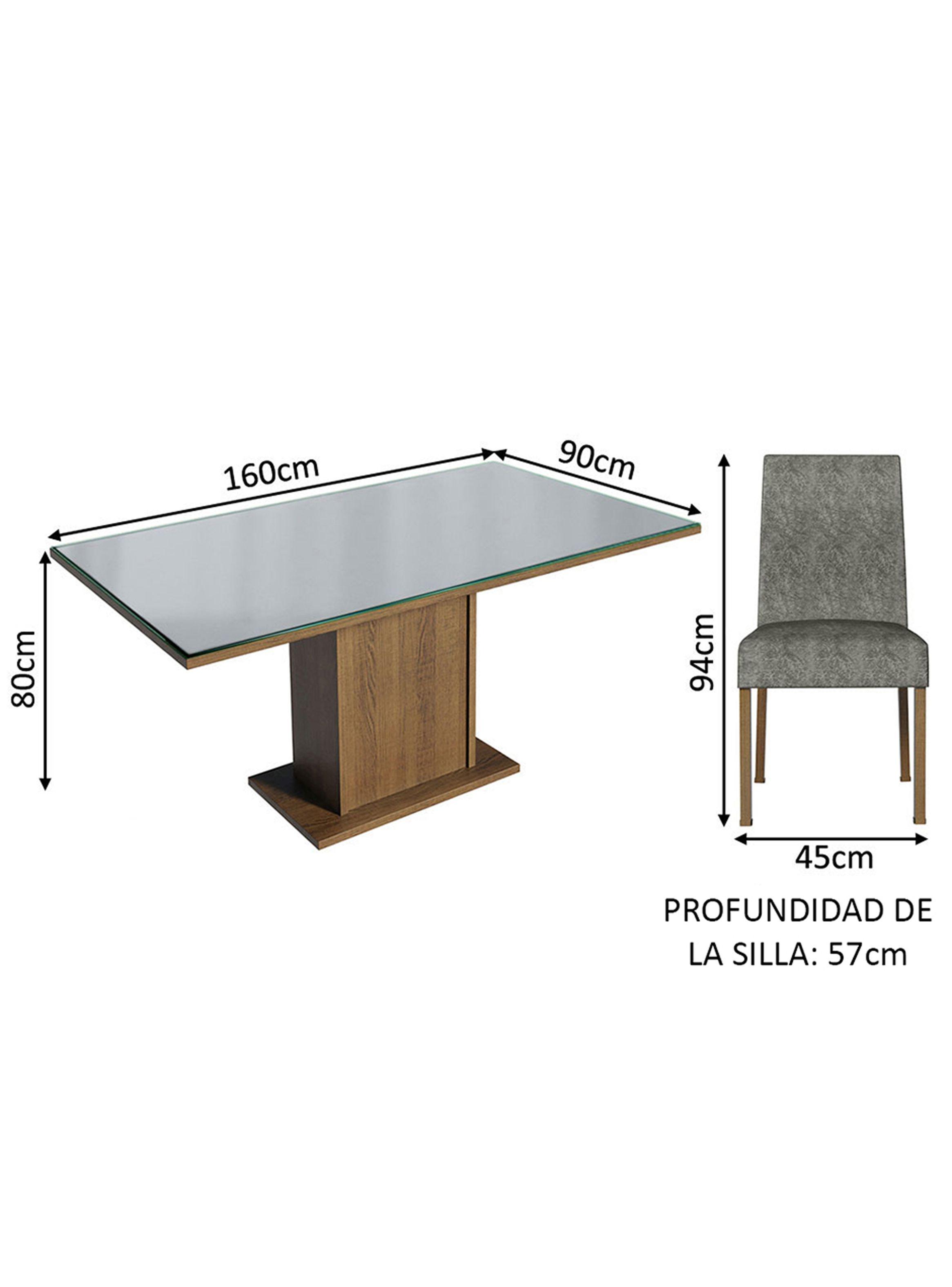 Juego de Comedor Madesa Avril con 4 Sillas Marrón/Gris/Silver-2