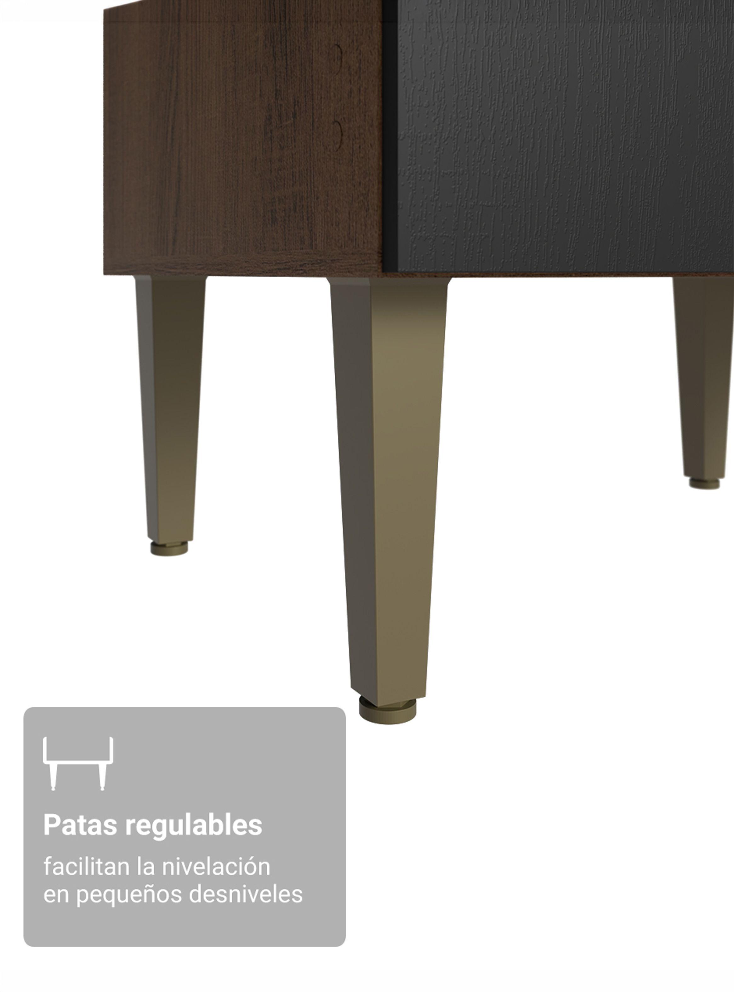 Mueble Base de Cocina Madesa Lille 105 cm 3 Puertas 2 Cajones Marrón/Negro-6