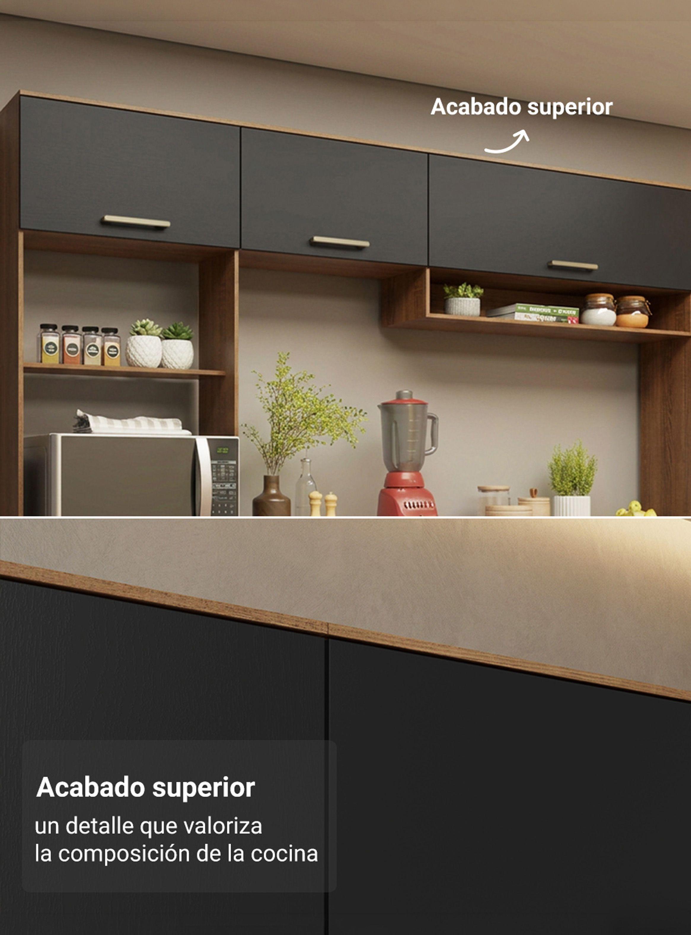 Mueble Base de Cocina Madesa Lille 105 cm 3 Puertas 2 Cajones Marrón/Negro-7