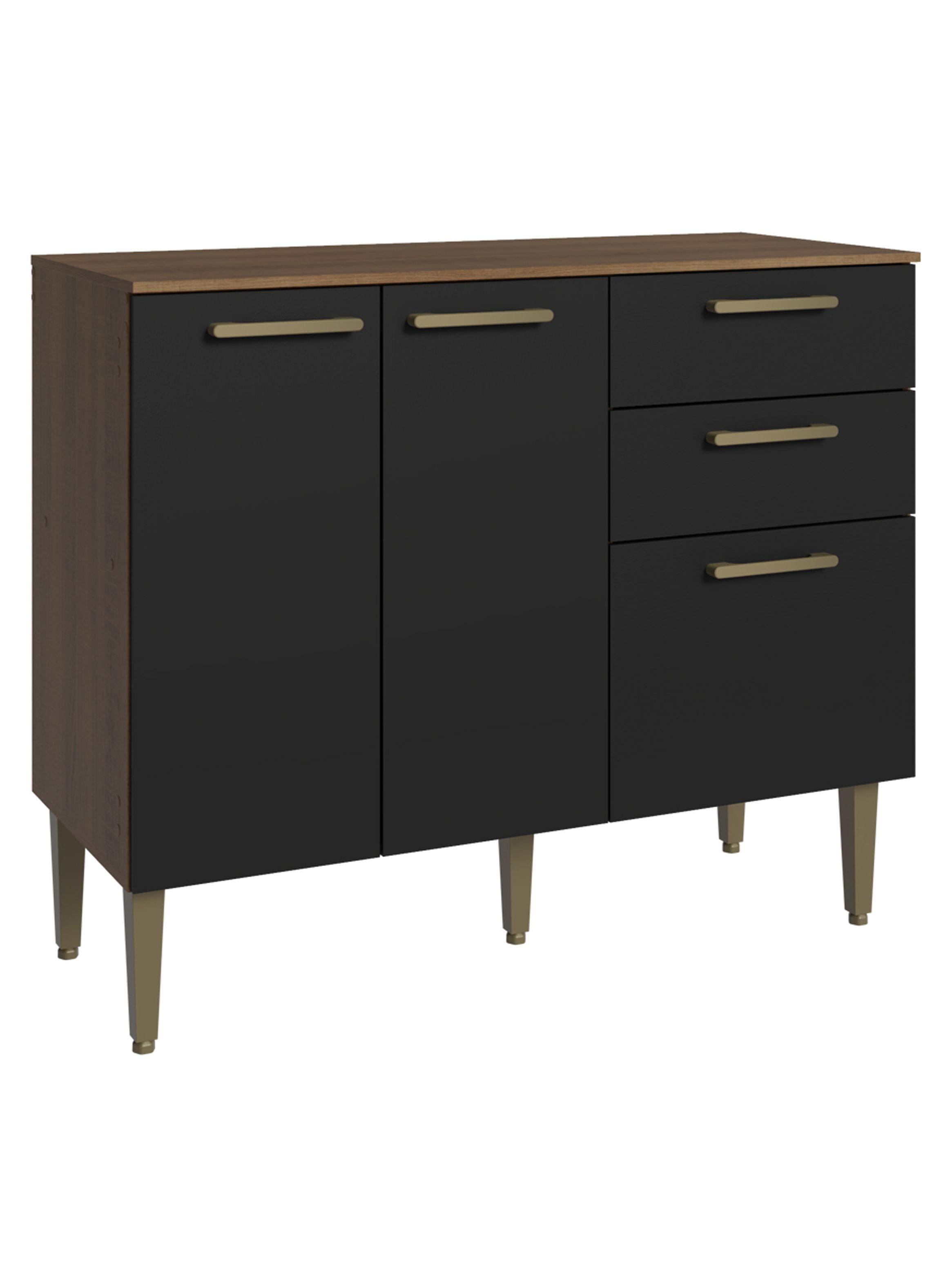 Mueble Base de Cocina Madesa Lille 105 cm 3 Puertas 2 Cajones Marrón/Negro-9