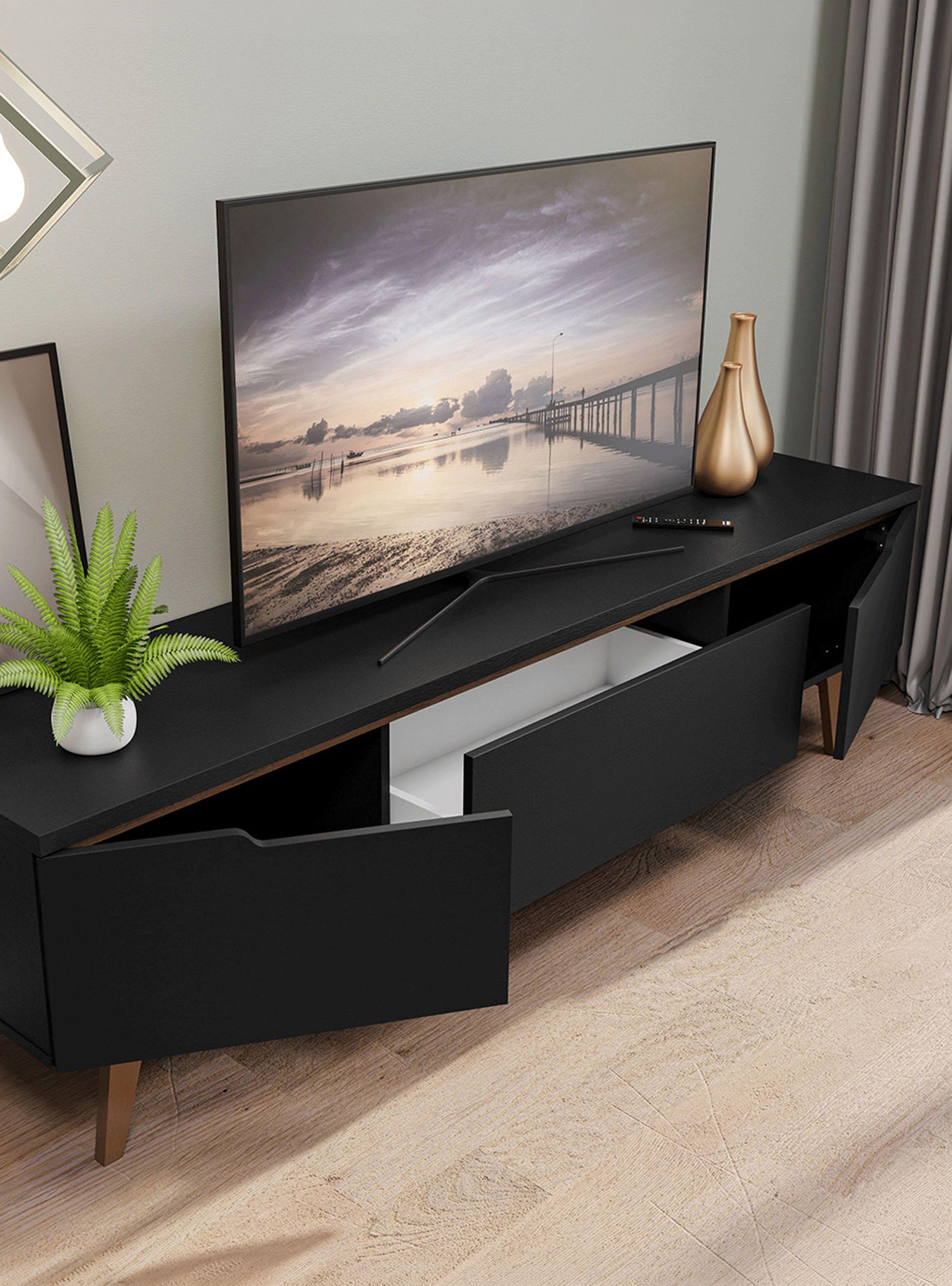 Rack para TV Hasta 75 Pulgadas Madesa Reims 180 cm 2 Puertas Negro-6
