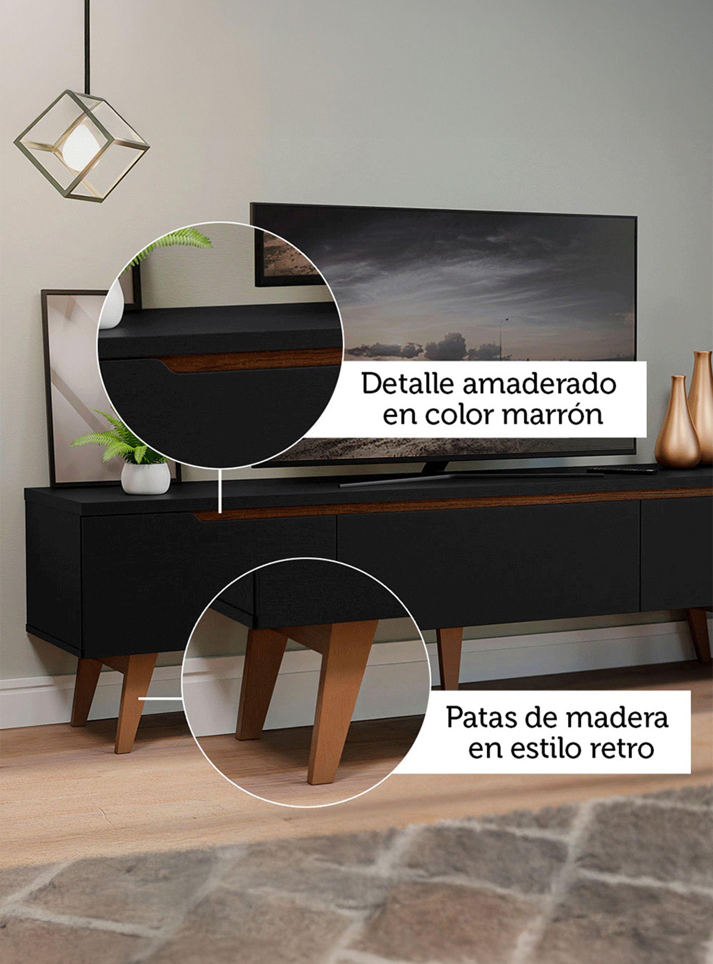 Rack para TV Hasta 75 Pulgadas Madesa Reims 180 cm 2 Puertas Negro-8
