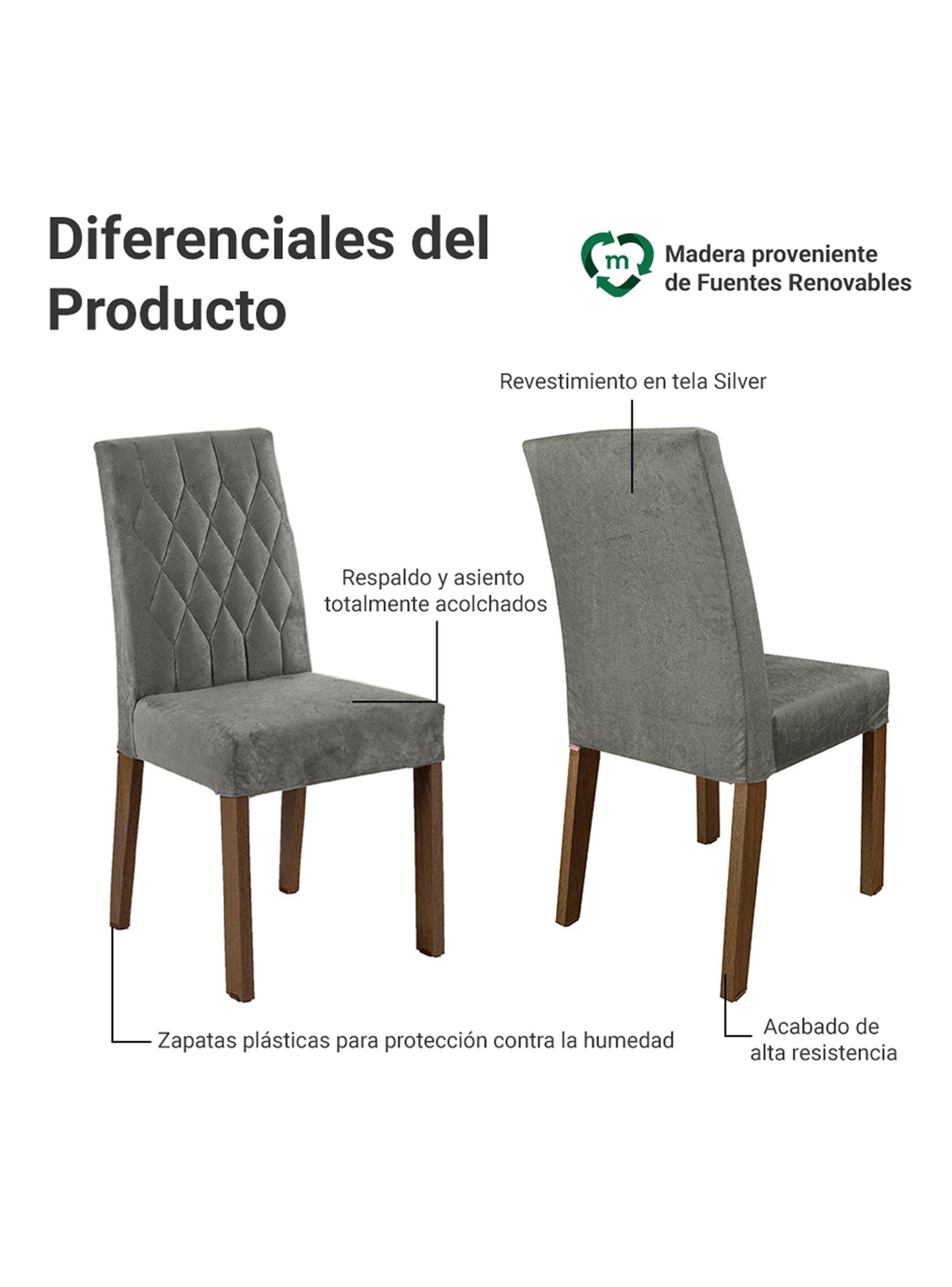 Pack 4 Sillas de Comedor Madesa 4256 Silver-3