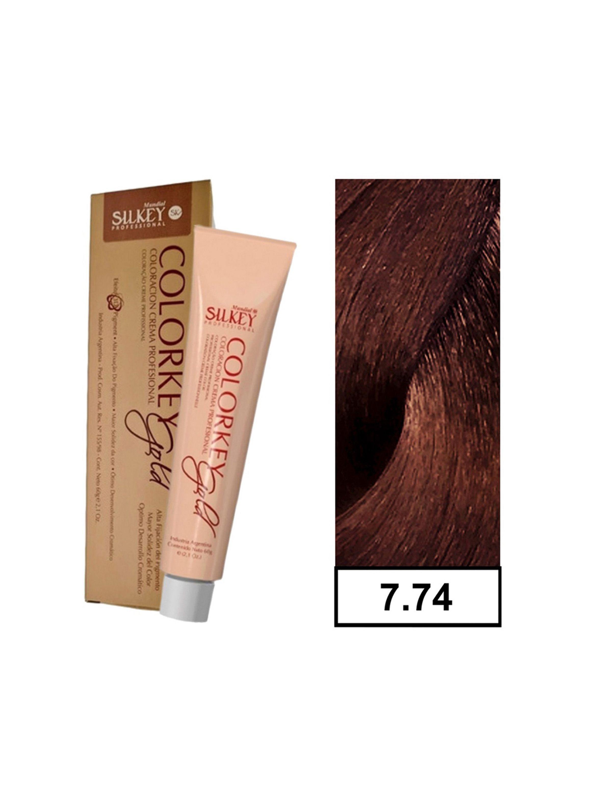 COLORKEY GOLD - Tintura Permanente Efecto 3D Pigment 60gr  - 7.74 Rubio Mediano Marrón Cobrizo-0