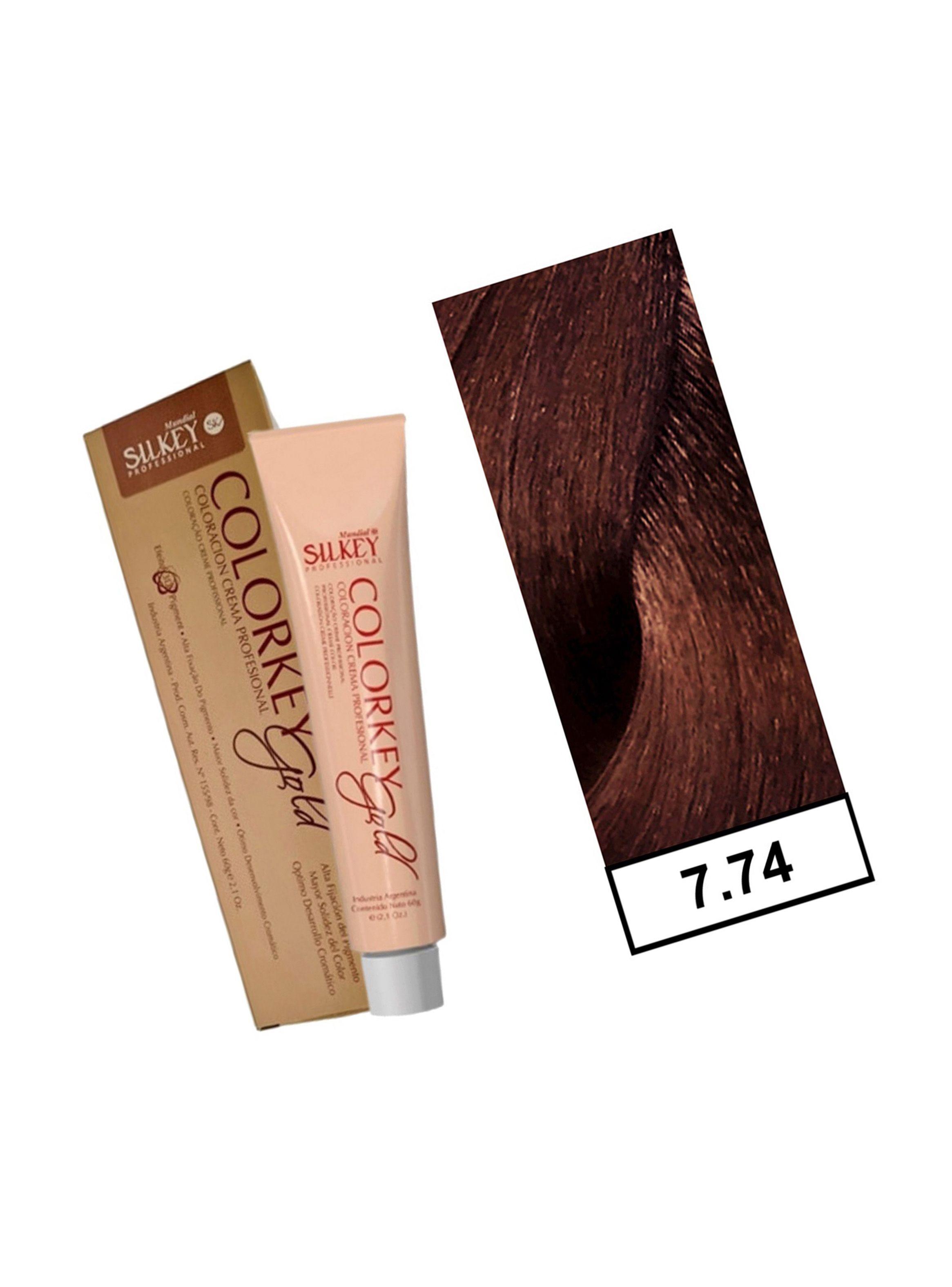 COLORKEY GOLD - Tintura Permanente Efecto 3D Pigment 60gr  - 7.74 Rubio Mediano Marrón Cobrizo-1