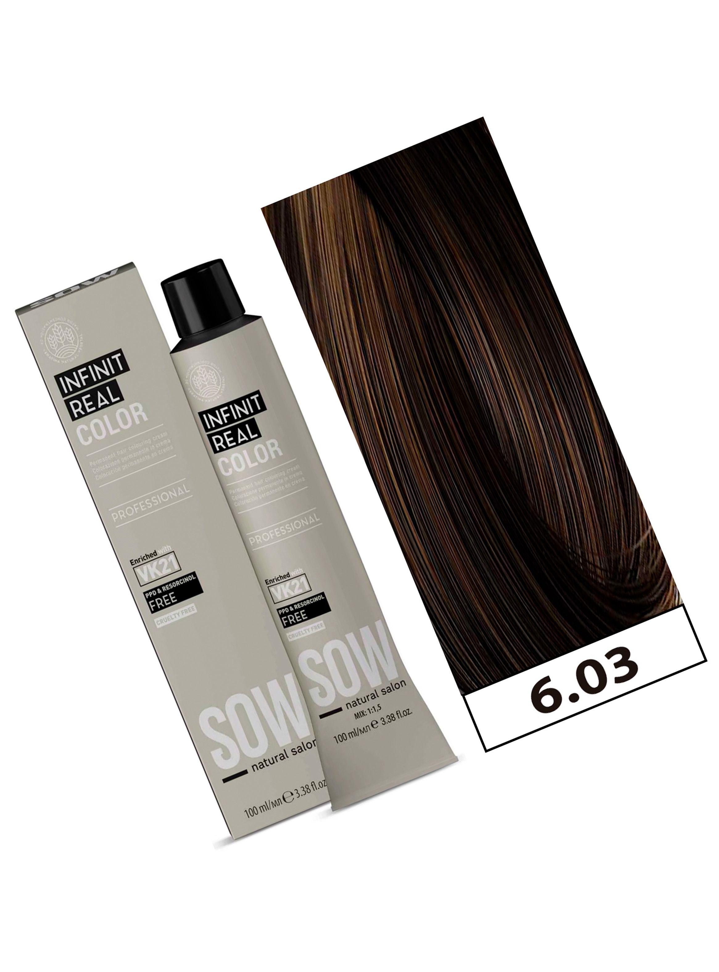 SOW - Tintura Permanente Bajo Amoniaco VK21 100ml + Oxidante - 6.03 RUBIO OSCURO CALIDO-1