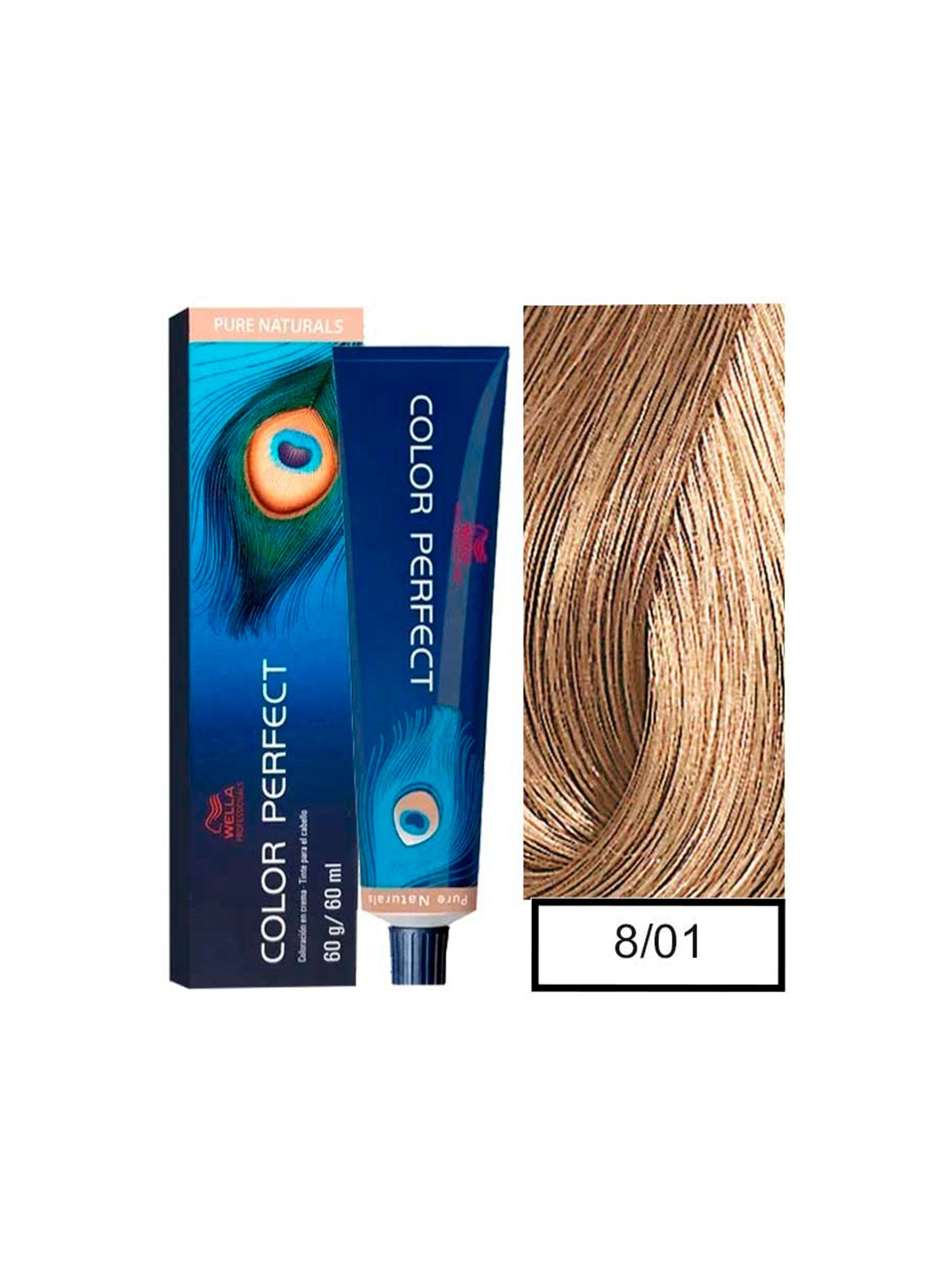 WELLA-tintura permanente color perfect 8/01 rubio claro natural ceniza 60gr + oxidante 20vol 60ml-0
