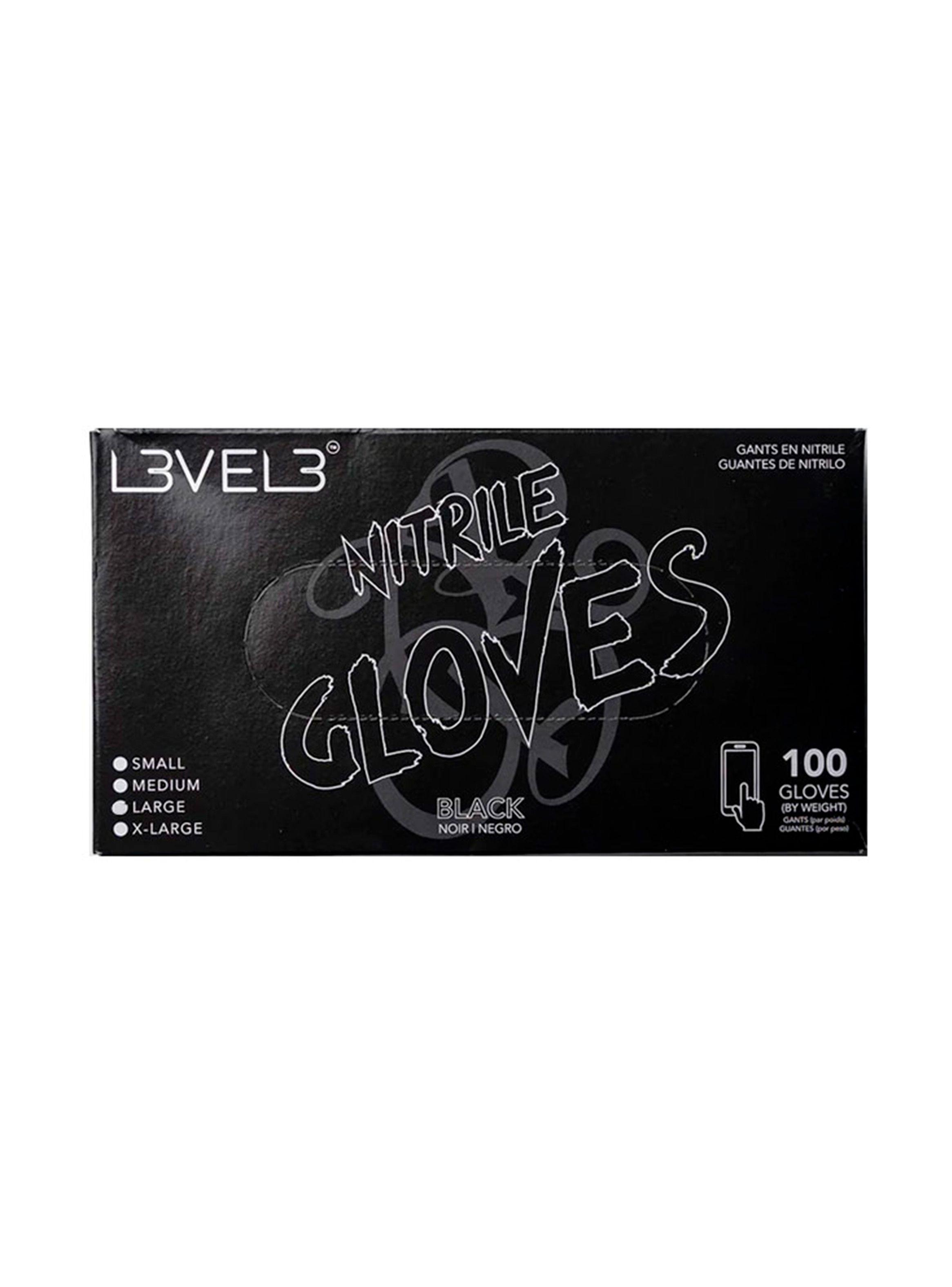 Caja Guantes De Nitrilo Level3 Negro Talla L 100 Unidades-0
