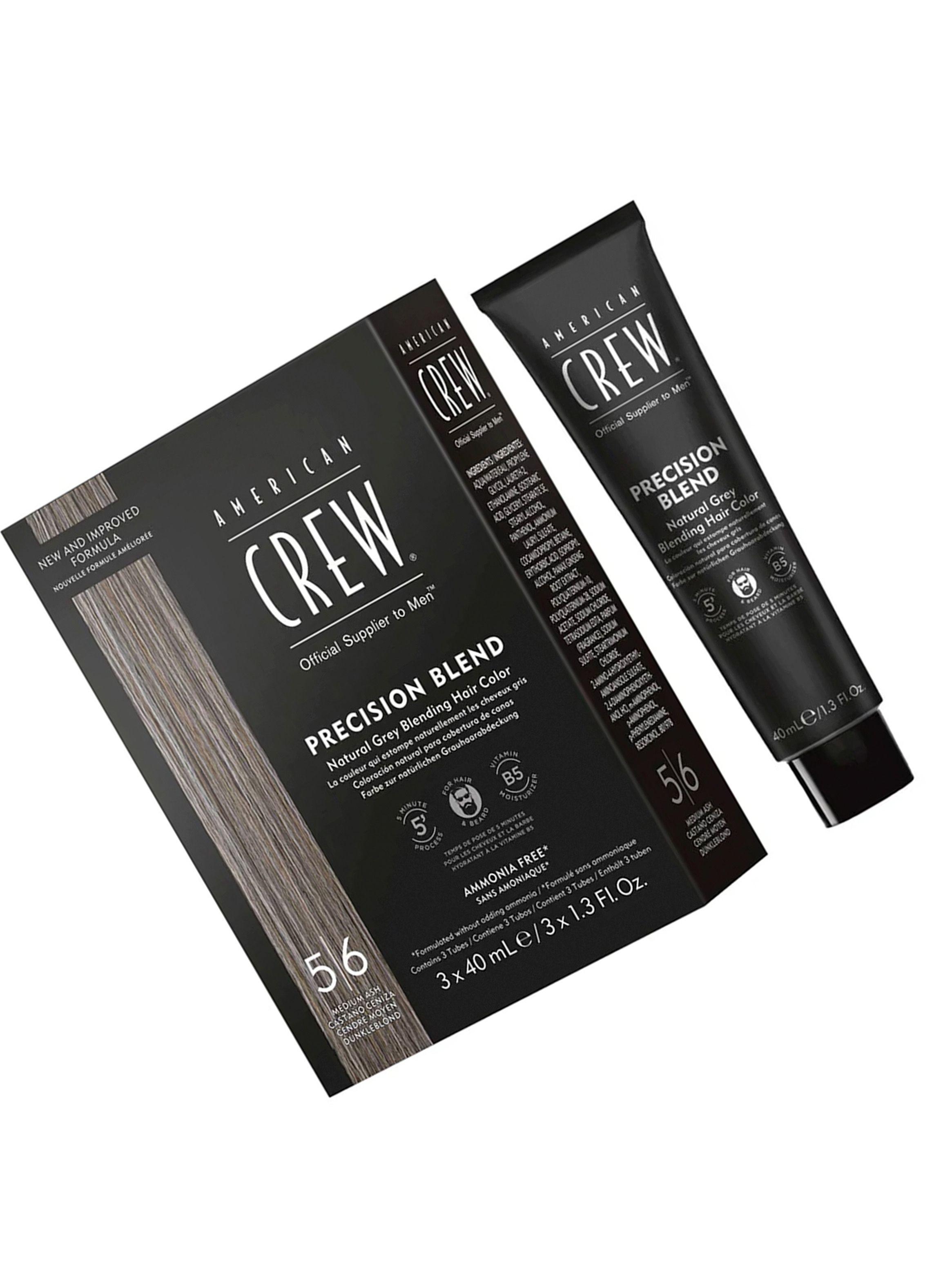 AMERICAN CREW - Tintura Sin Amoniaco 100% Cobertura Canas Barba y cabello 3 Tubos de 40ml c/u No incluye Oxidante - 5-6 Castaño Ceniza-1