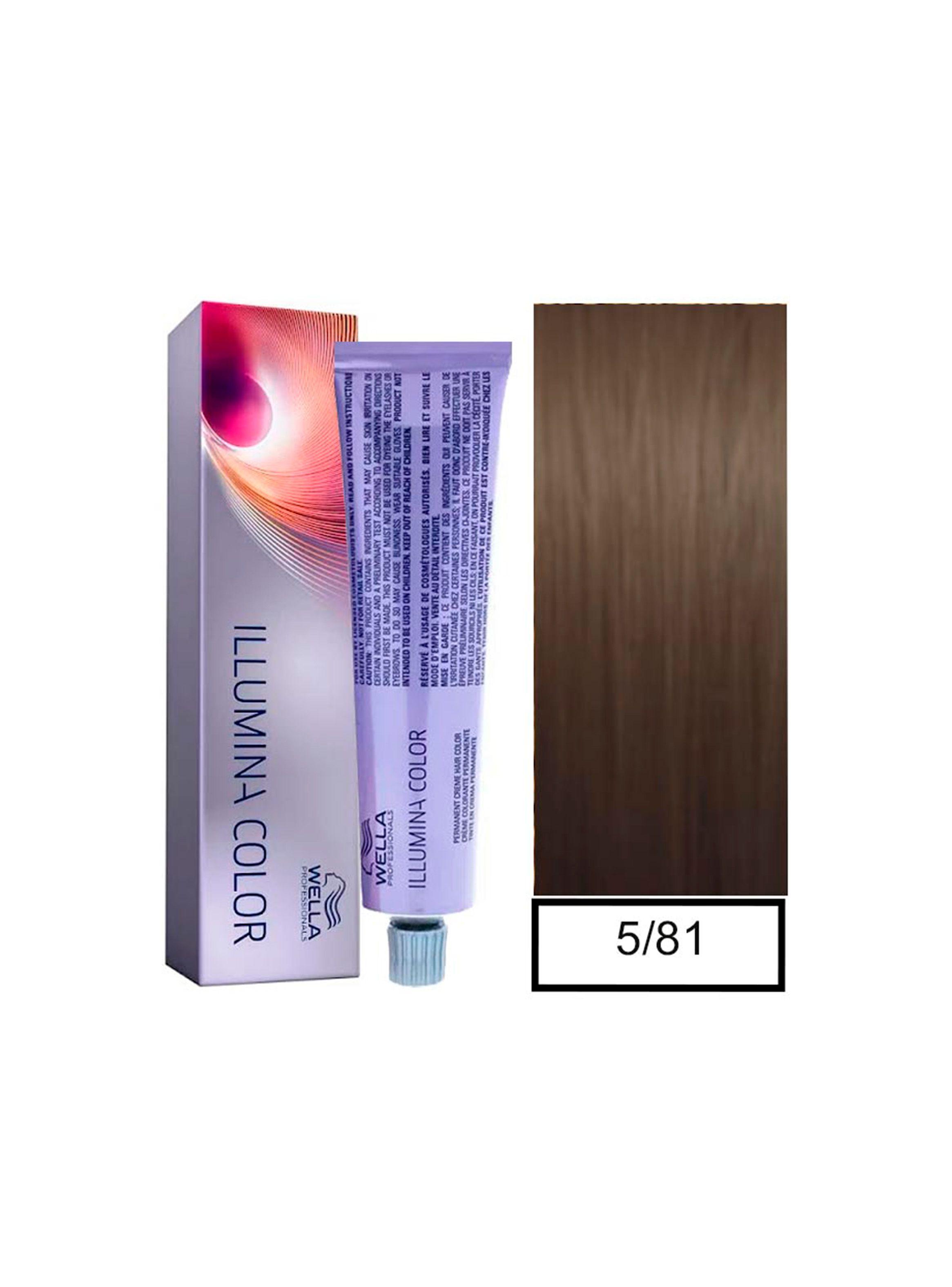 WELLA - Tintura permanente illumina color 5/81 Castaño Claro Perla Ceniza 60 ml + Oxidante-0