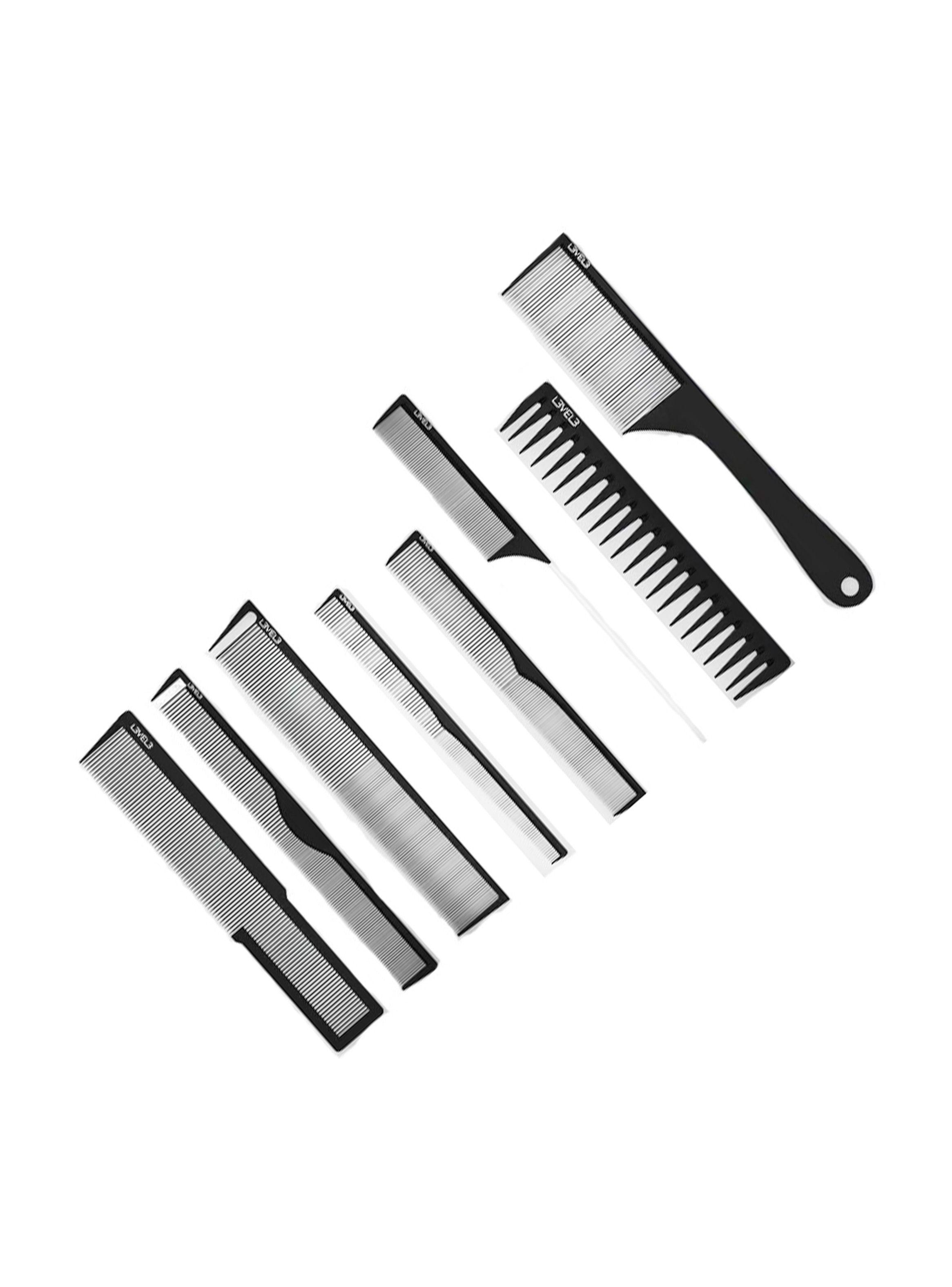 Set De 9 Peines De Cabello Para Barberos De Carbón Level 3-1