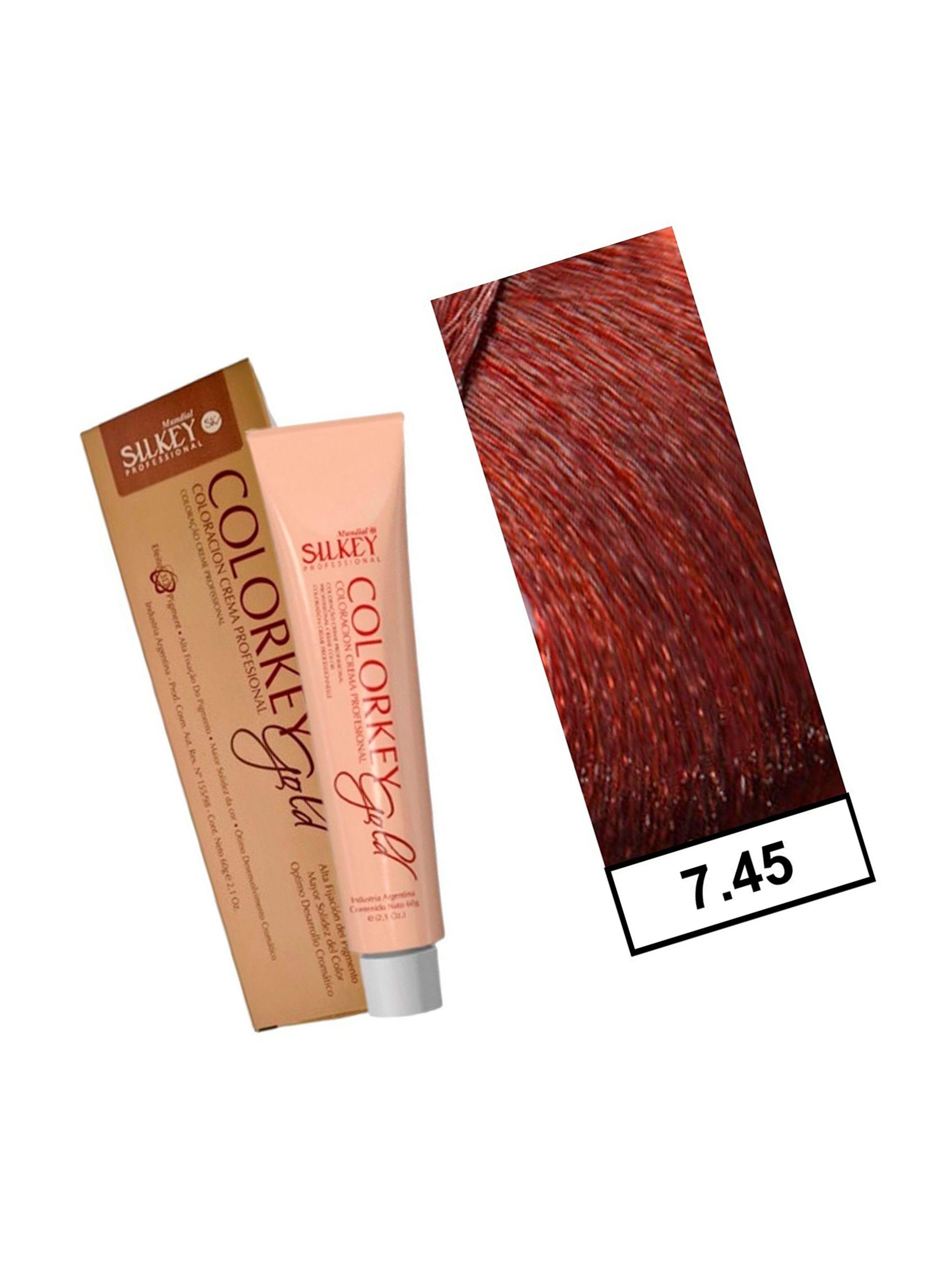 COLORKEY GOLD - Tintura Permanente Efecto 3D Pigment 60gr  - 7.45 Rubio Mediano Cobrizo Caoba-1