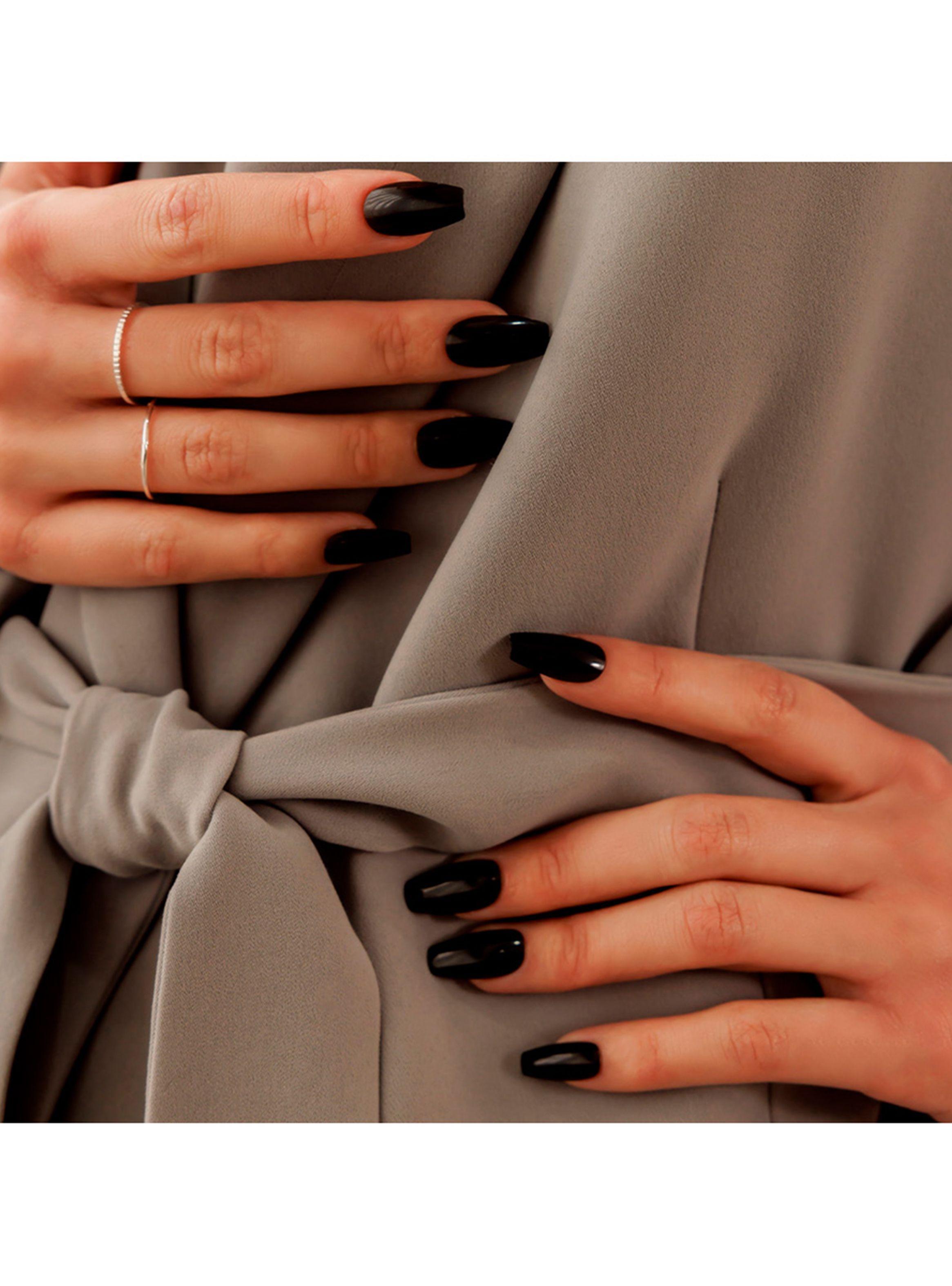 MUZMAK - Uñas Press On Chic Black  Coffin 36 U.-2